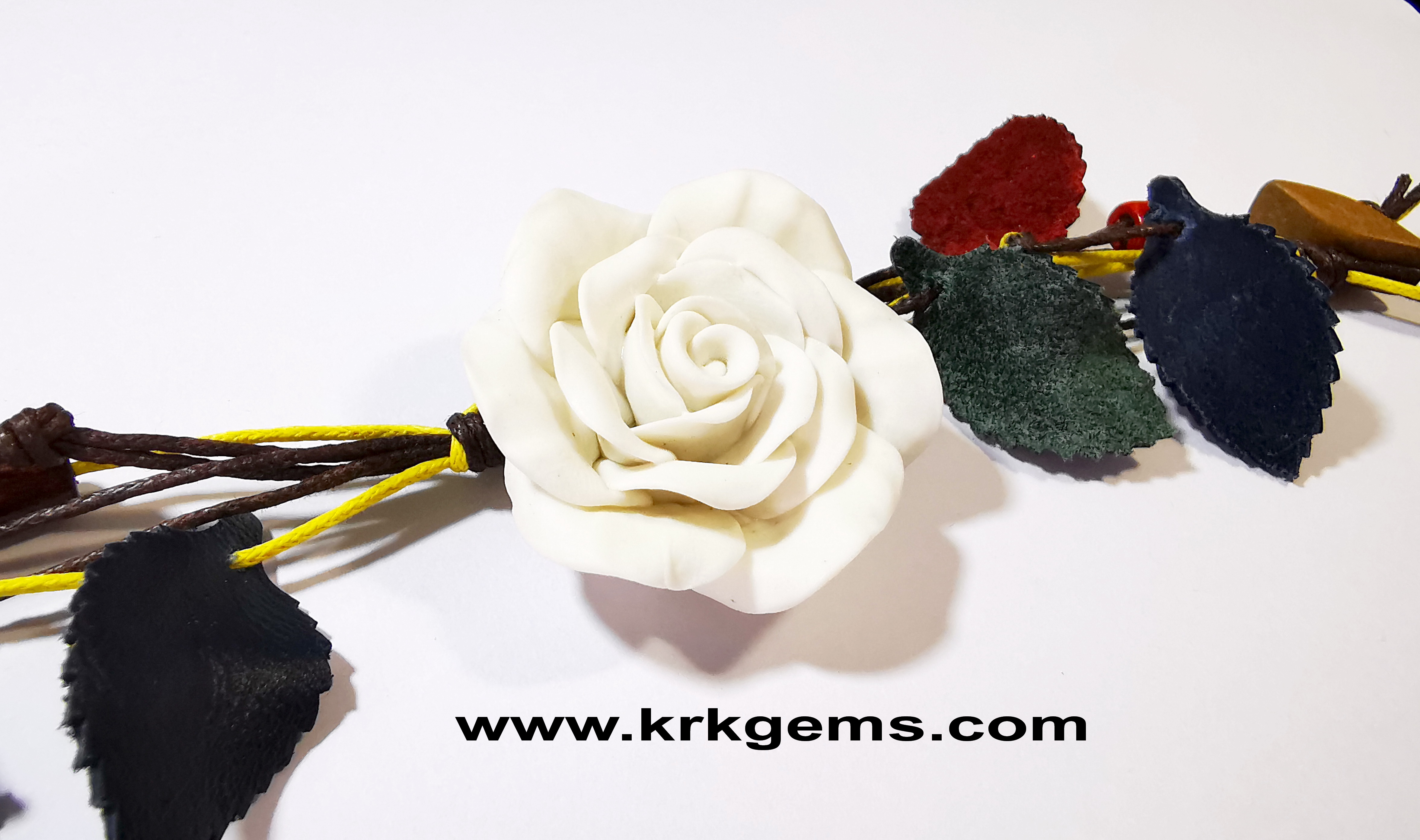 PURE WHITE ROSE HANDMADE CLAY BRACELET