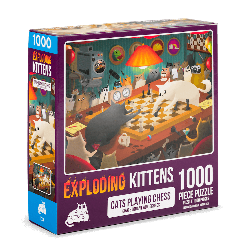 [Puzzle] Exploding Kittens Jigsaw 1000 Pieces Puzzle Cats Playing Chess