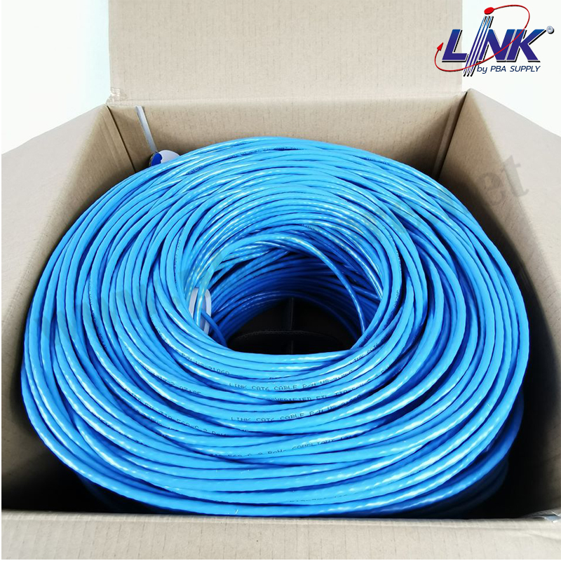 LINK สายแลน CAT6 LINK รุ่น US-9106A-1 ยาว 305 เมตร สีฟ้า Link US-9106A-1 CAT6 UTP (250 MHz) w/Cross Filler, 24 AWG, CM Blue 305 M./Easy Box