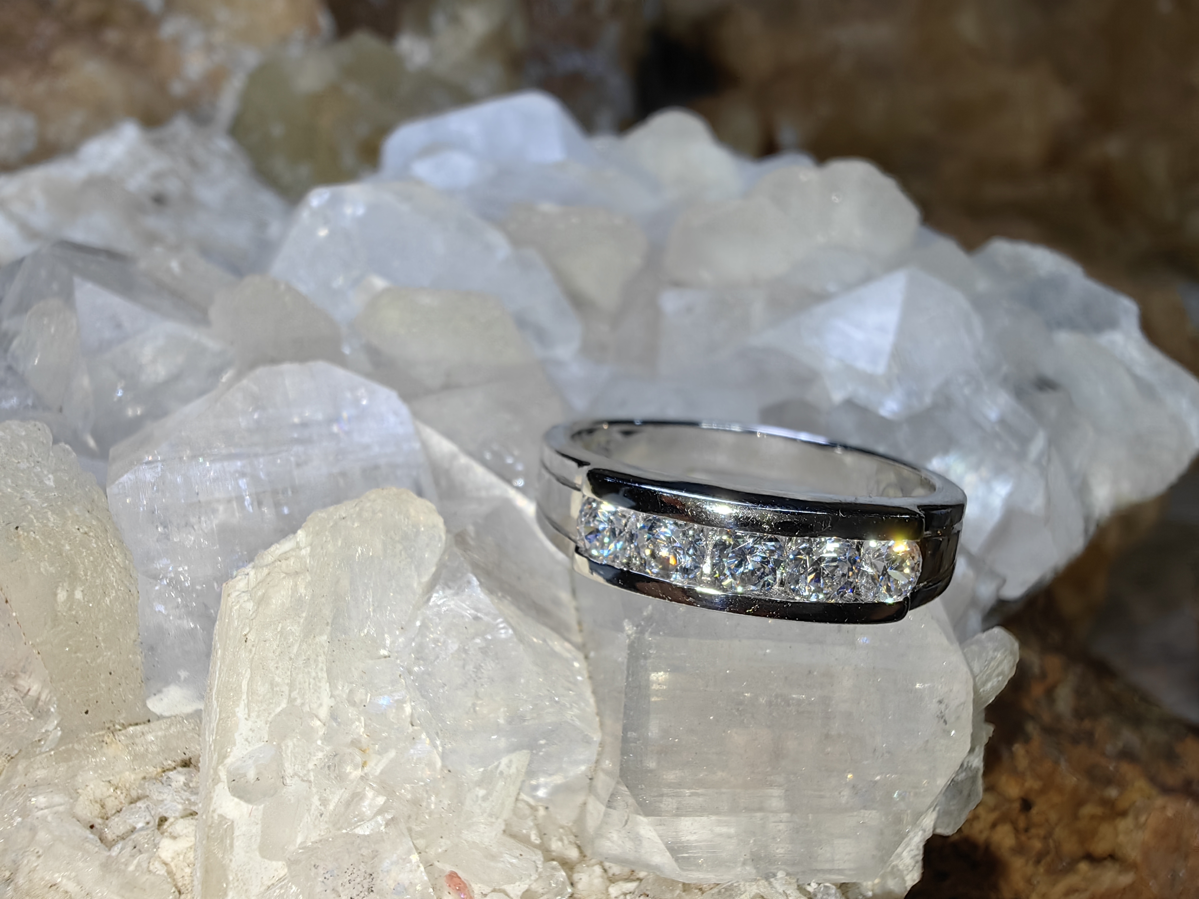 แหวนเพชร CZ เงินแท้ 92.5% Cubic Zirconia 925 Sterling Silver Ring Size 57