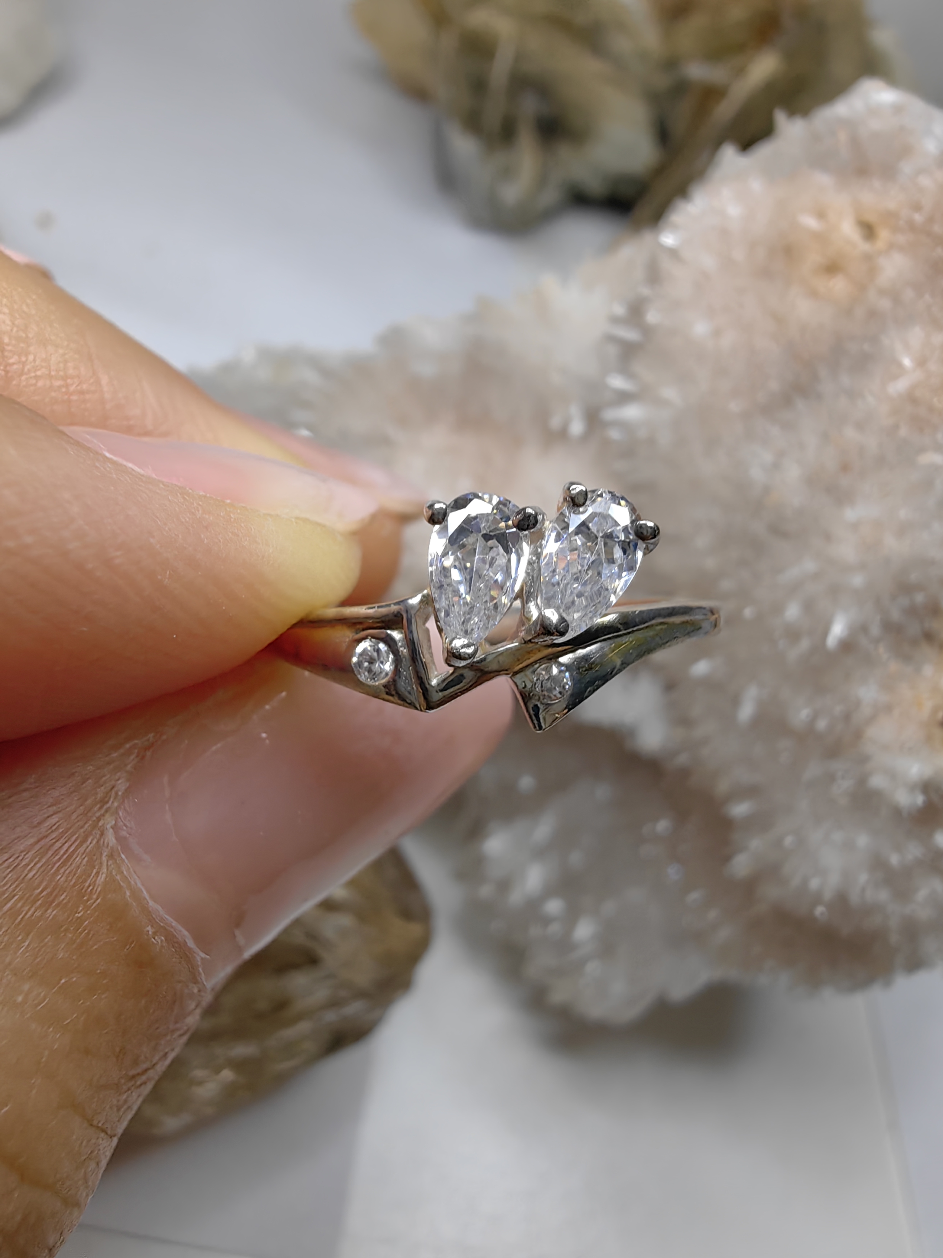 แหวนเพชร CZ เงินแท้ 92.5% Cubic Zirconia 925 Sterling Silver Ring Size 54, 56