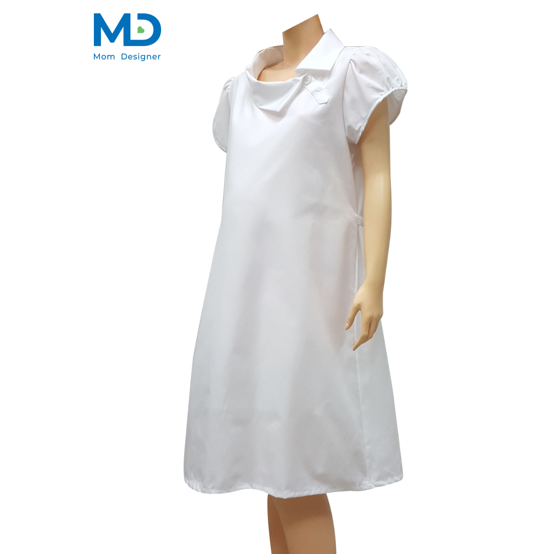 002WH ชุดคลุมท้องปกตลบ สีขาว