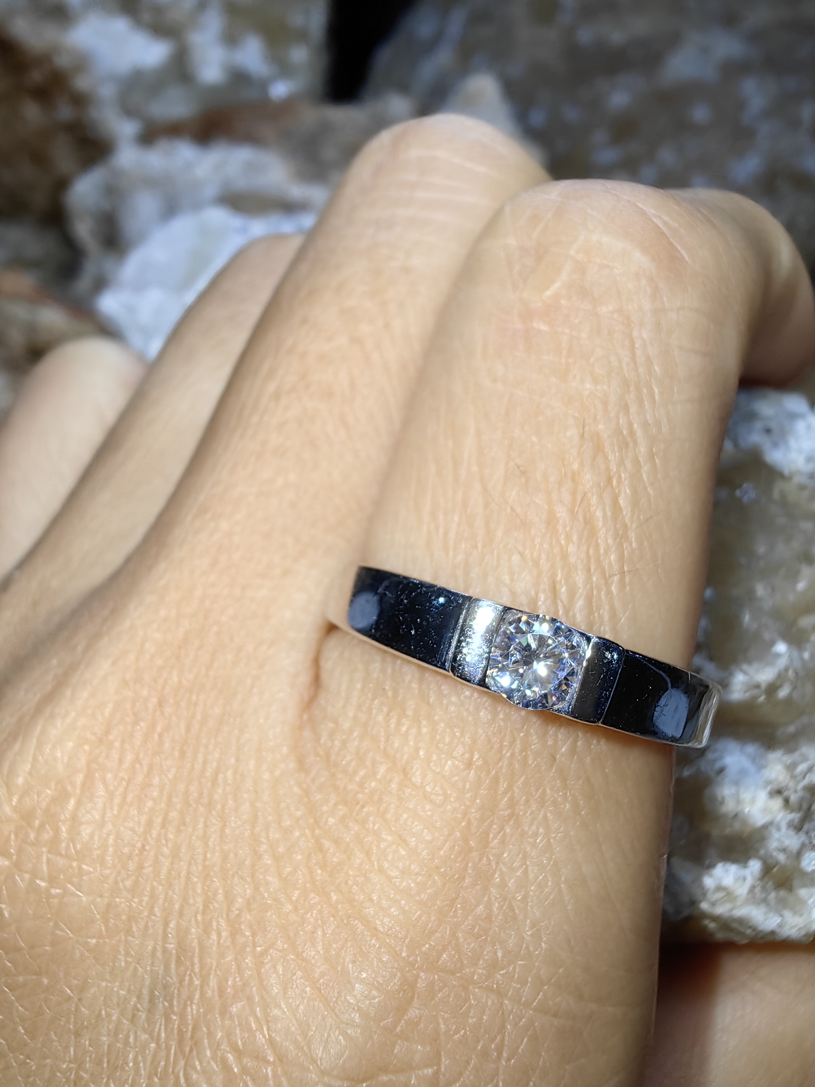 แหวนเพชร CZ เงินแท้ 92.5% Cubic Zirconia 925 Sterling Silver Ring Size 57