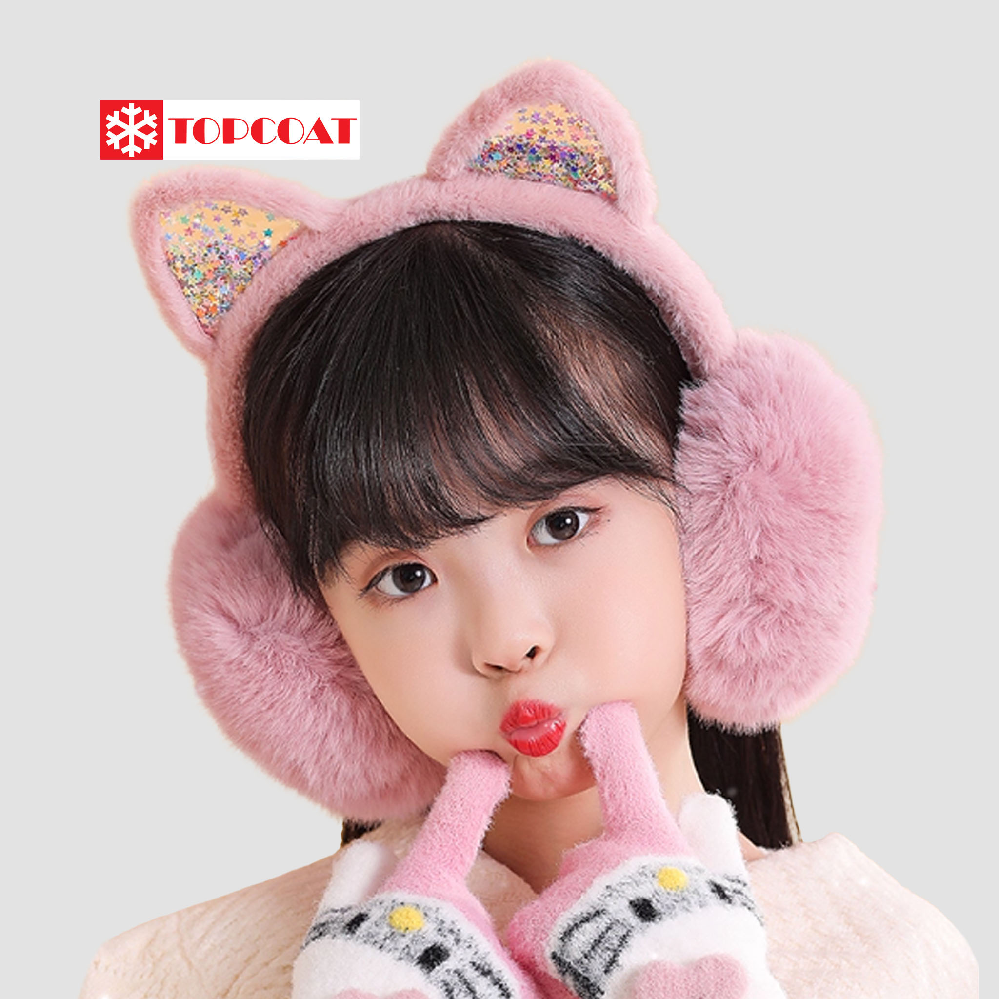 ที่ปิดหูกันหนาวบุขน ติดหูกระต่ายกากเพชร น้ำหนักเบา พกพาสะดวก