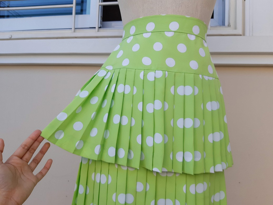 กระโปรงพลีทสั้นสีเขียวพาสเทล งานญี่ปุ่น