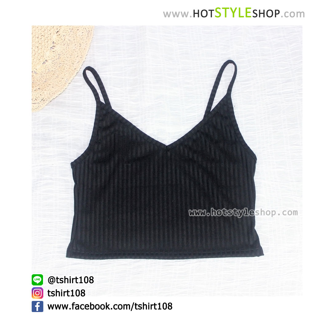 เสื้อครอปสายเดี่ยวคอวี (ขายส่ง 75 บาท)