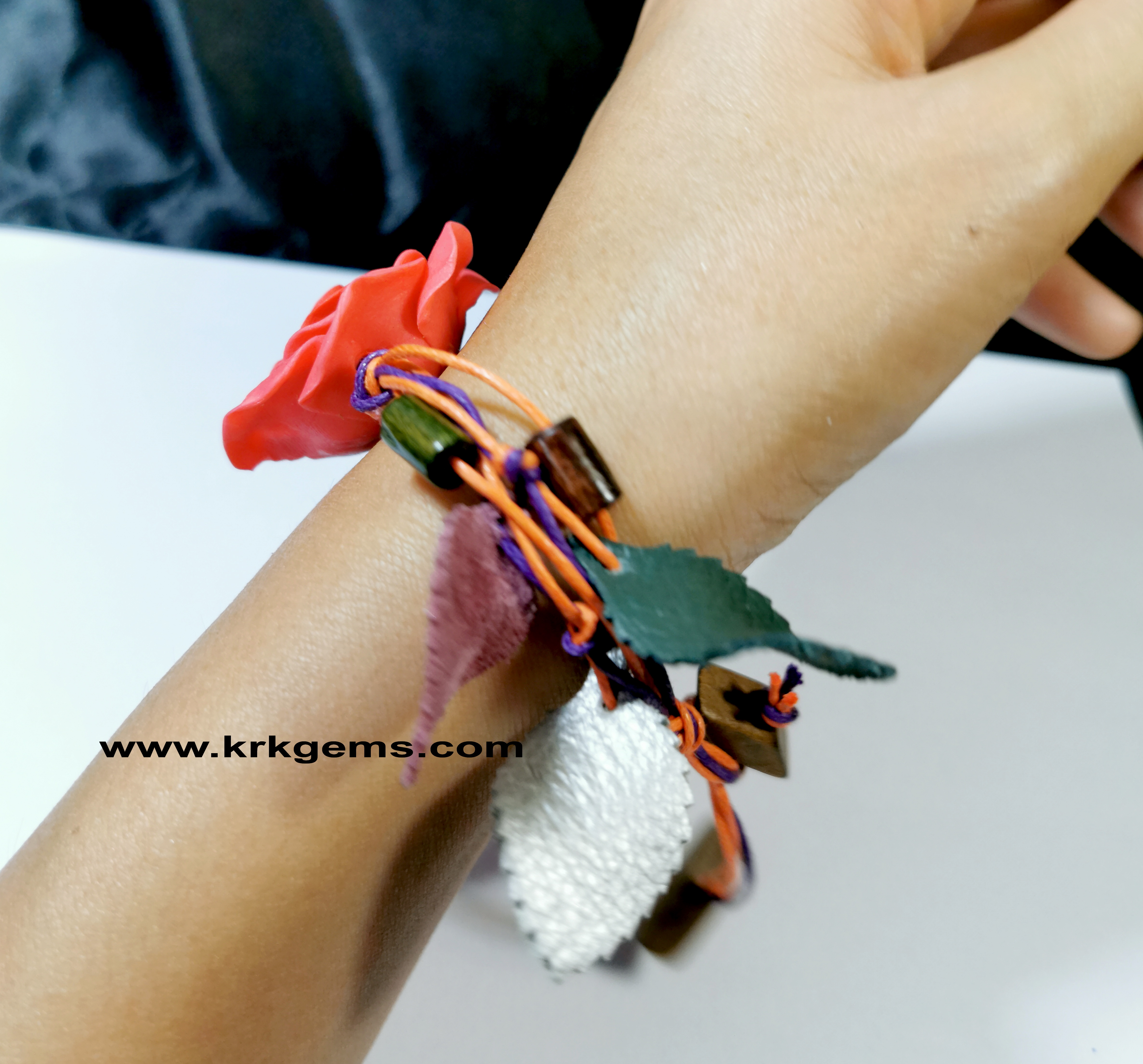 ORANGE 1ROSE HANDMADE CLAY BRACELET