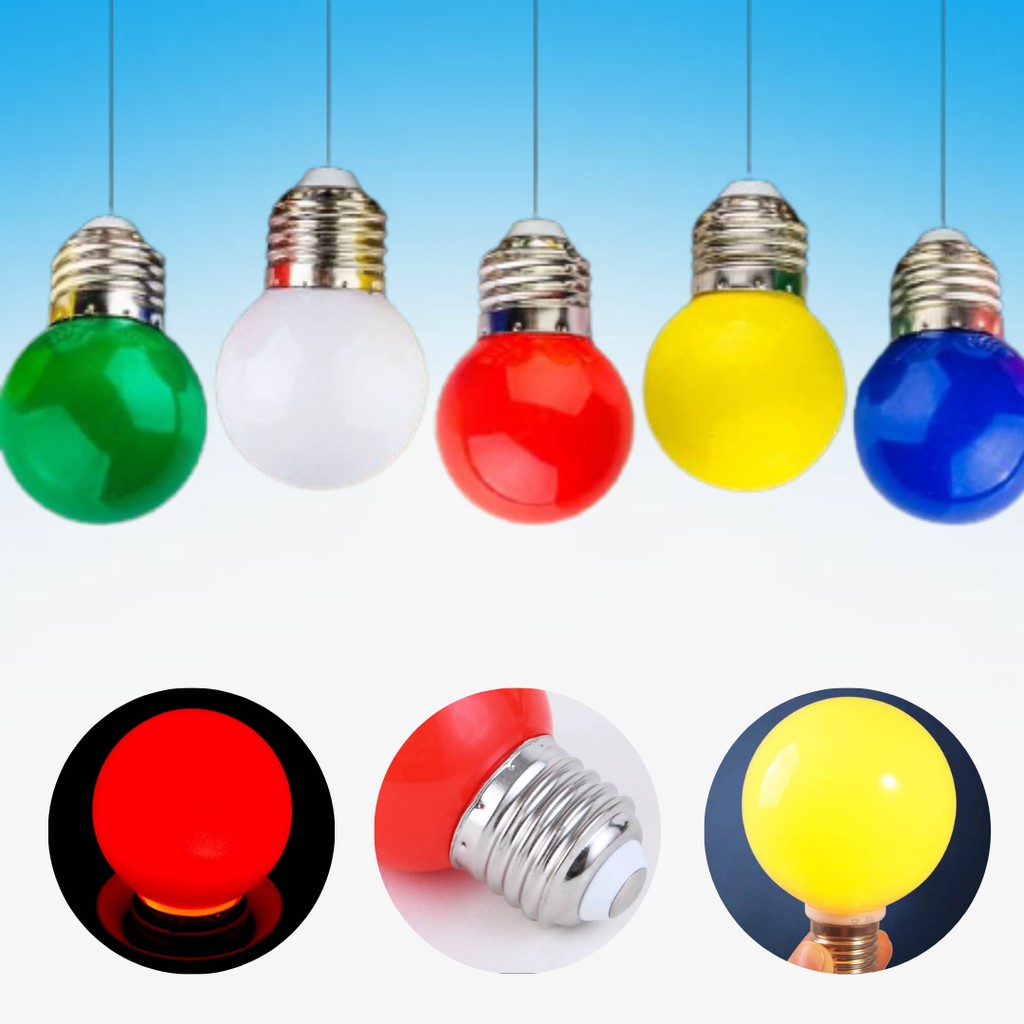 หลอดไฟ ปิงปอง LED 3W E27 คละสี หลอดปิงปอง หลอดปิงปองหลายสี E27 หลอดไฟแอลอีดี