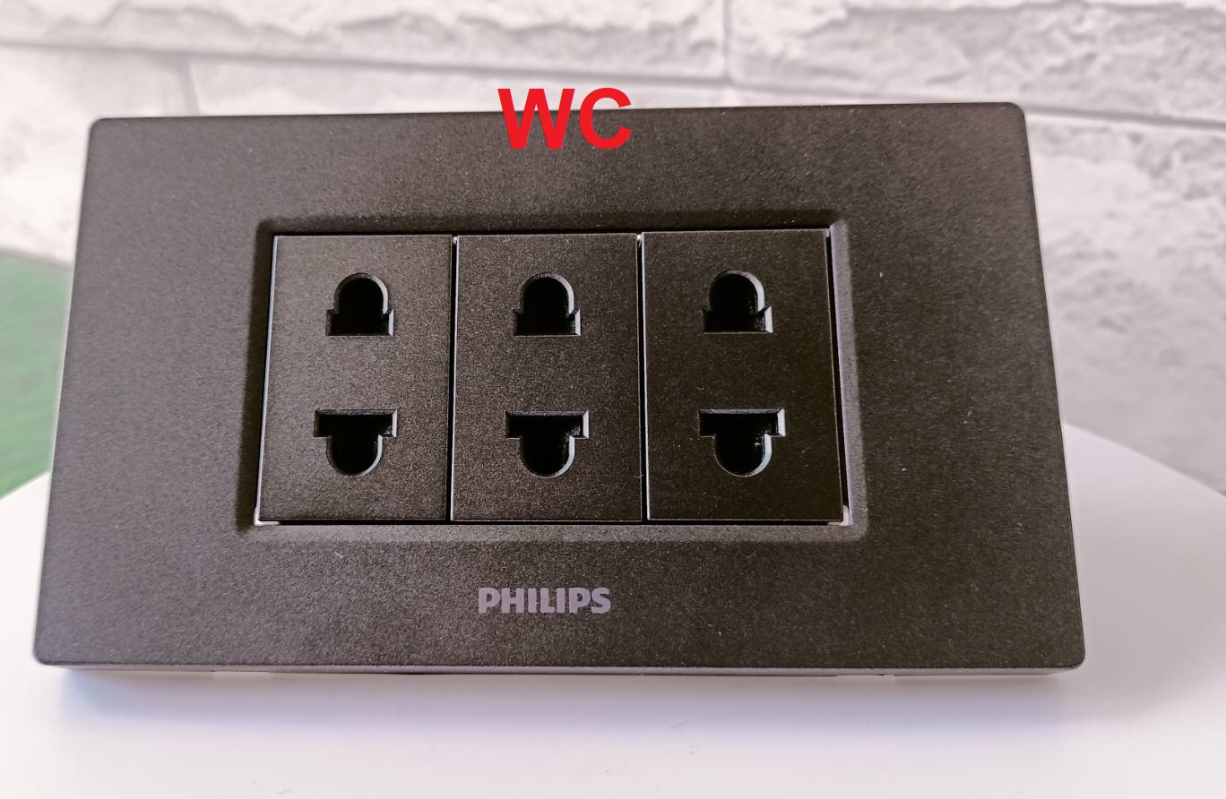 ชุดสวิทซ์ ชุดปลักไฟ ดำ BLACK PLUG SET รุ่น 2X4 3ช่อง ฟิลลิป ชุดปลั๊กกราวน์คู่ / ปลั๊กเดี่ยว / สวิตซ์ พร้อมบล็อค 2x4 ครบชุด