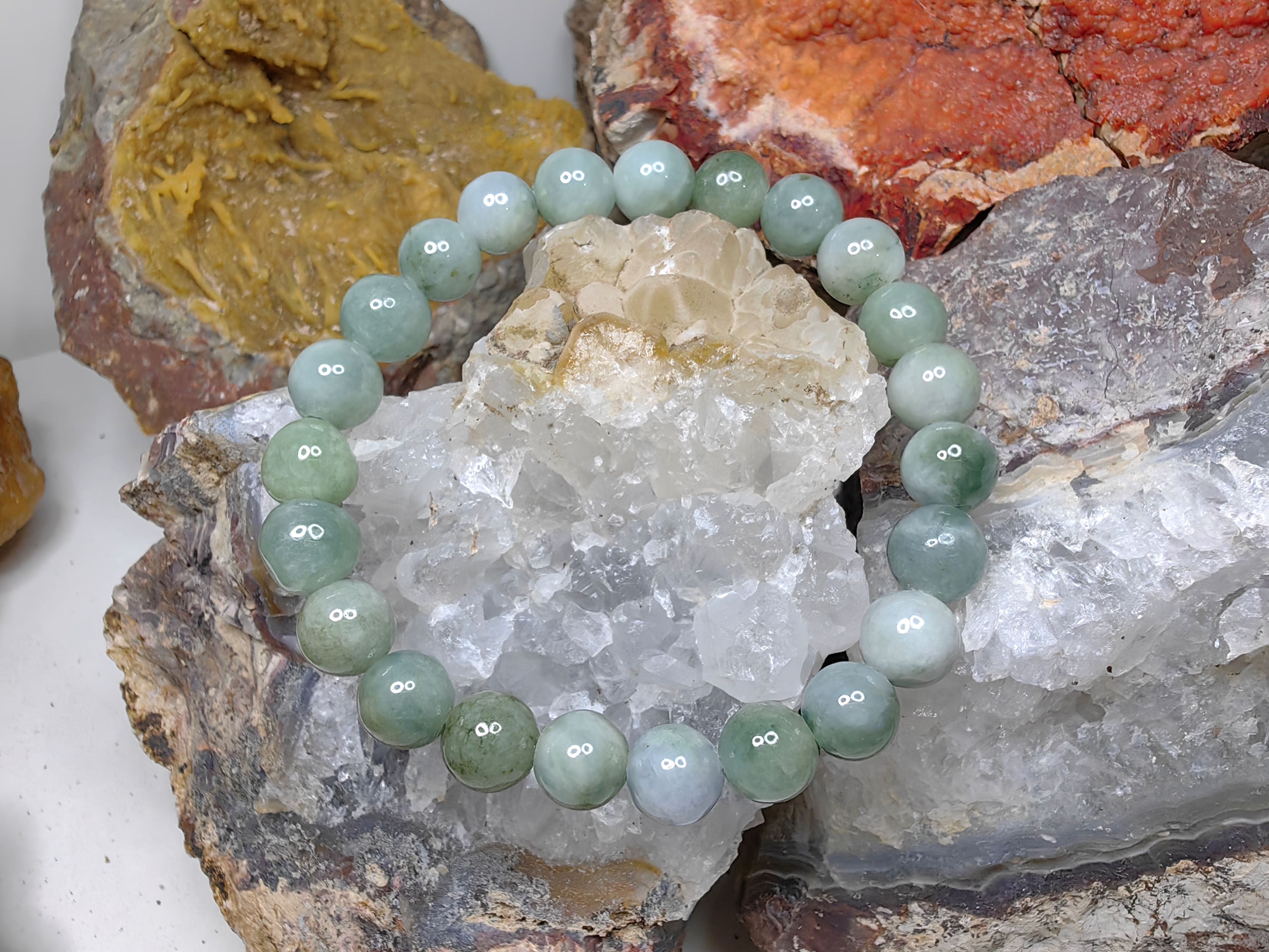 Burmese Jadeite Bracelets Round 8 mm. กำไลข้อมือหยกพม่า กลม 8 mm. Free Size