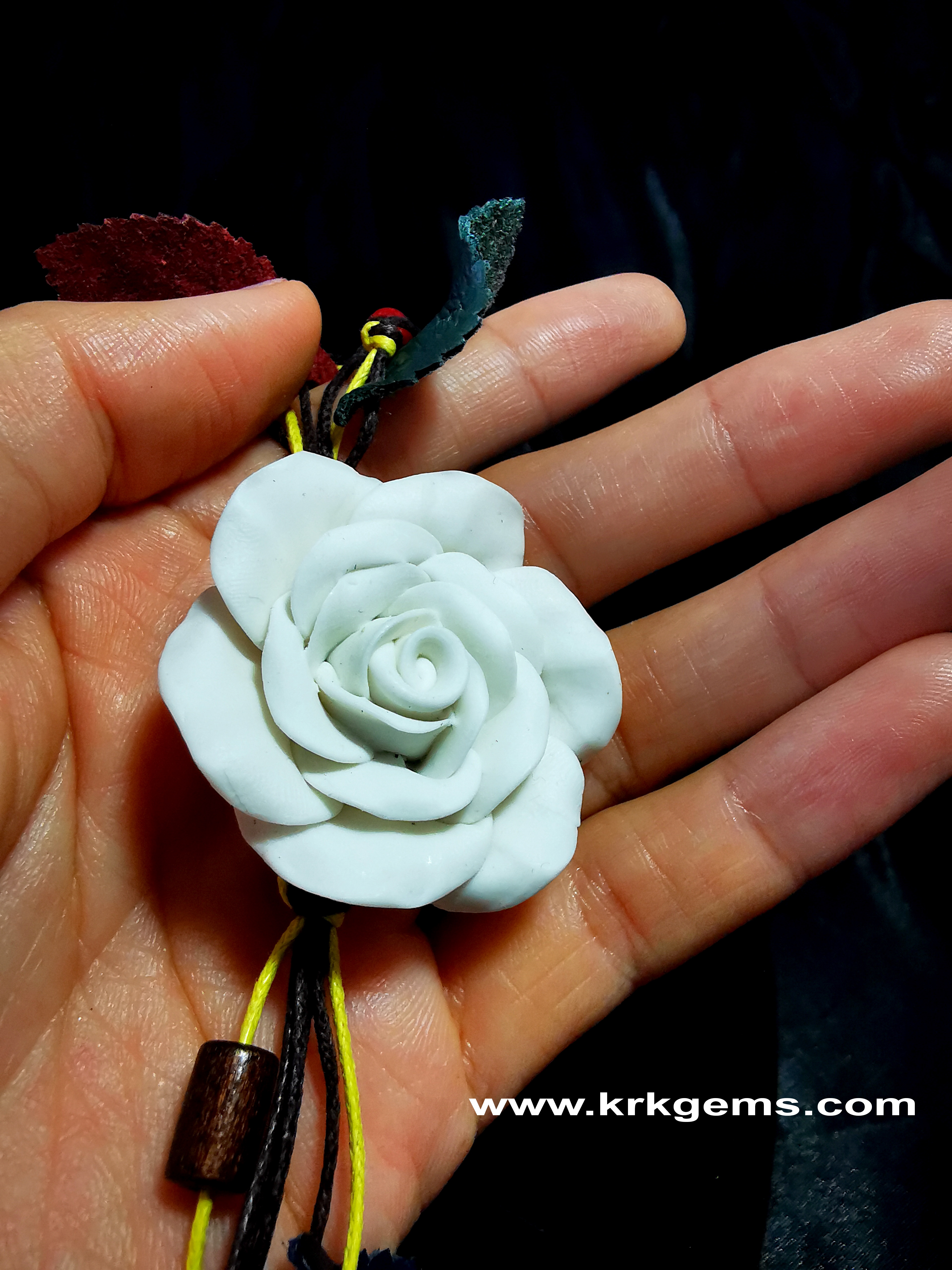 PURE WHITE ROSE HANDMADE CLAY BRACELET