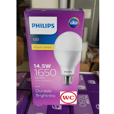 Philips หลอดไฟ LED BULB แอลอีดี ฟิลิปส์ LED 14.5W แสงขาว และ แสงส้ม E27 ขั้วเกลียว สินค้ารวมภาษี