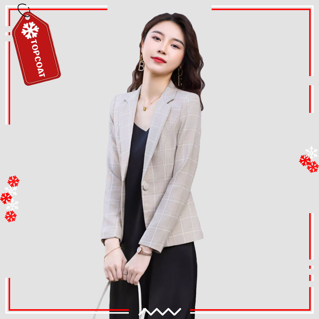 เสื้อสูทผู้หญิง ทรงเข้ารูป กระดุมเดียว ระบายอากาศได้ดี ชมพู เทา น้ำตาลอ่อน