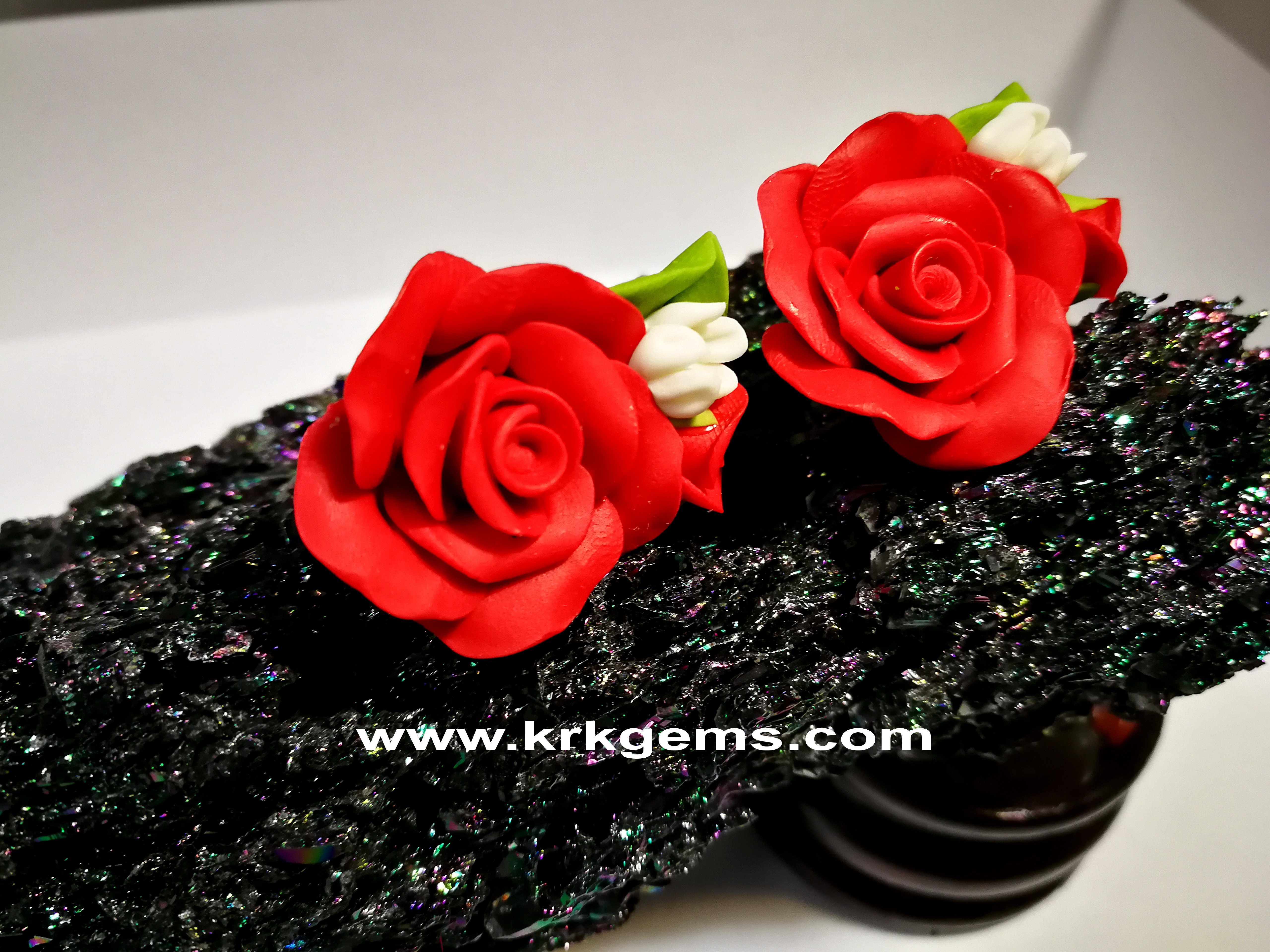 RED ROSE HANDMADE CLAY EARRING