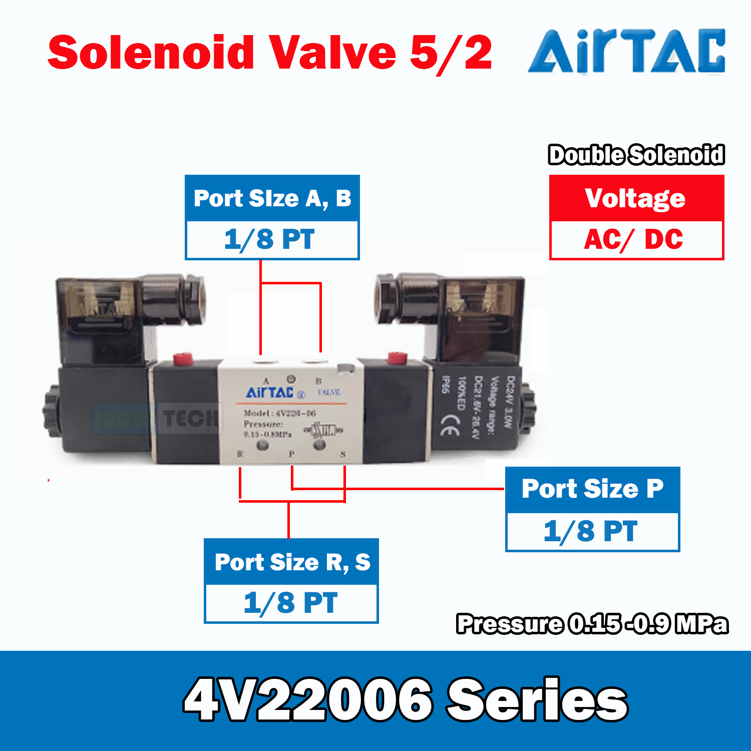 Airtac Solenoid Valve 5/2 Double Coil Airtac 4V220
