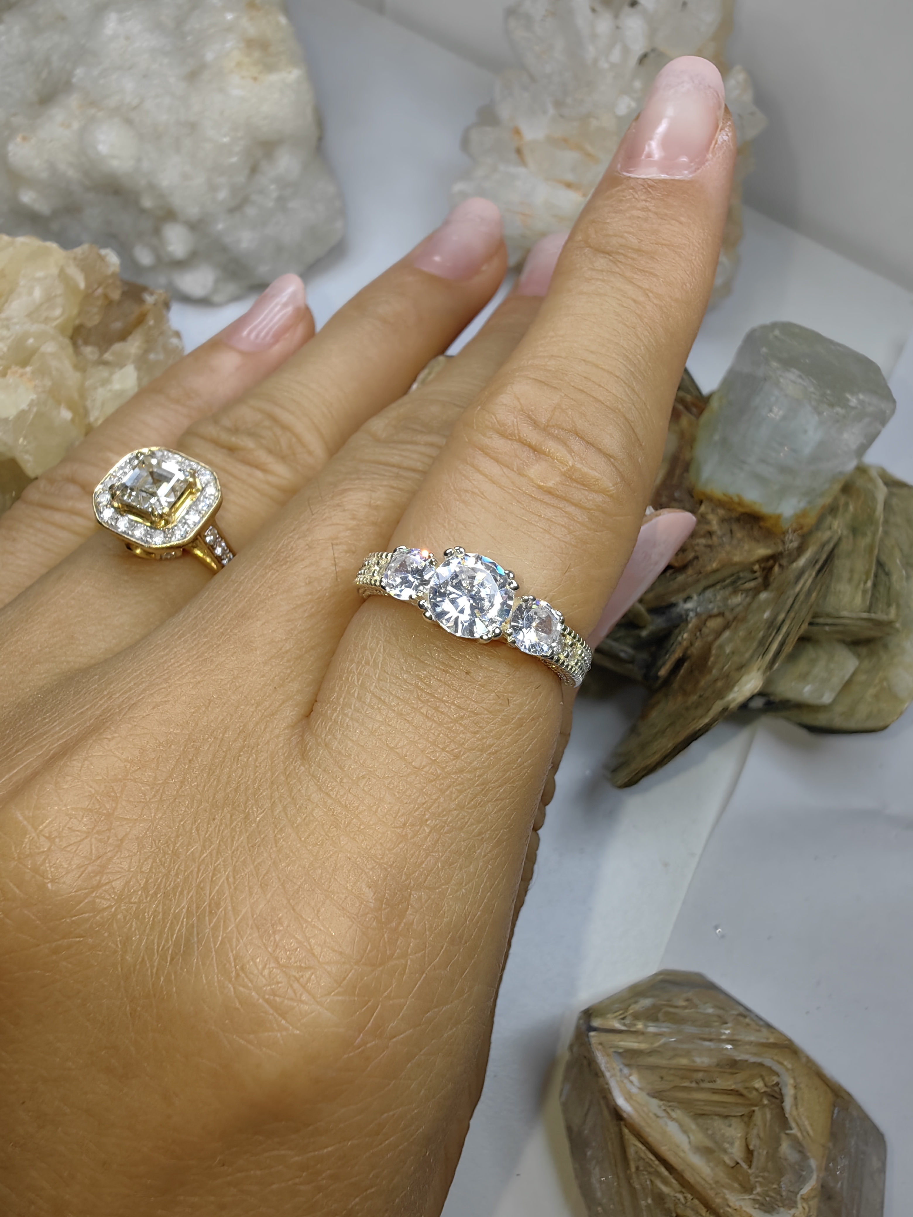 แหวนเพชร CZ เงินแท้ 92.5% Cubic Zirconia 925 Sterling Silver Ring Size 52