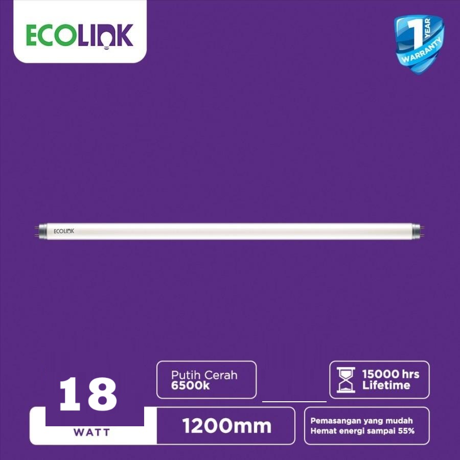 ECOLINK หลอดยาว LED T8 18 วัตต์ ยกลัง จำนวน 20 หลอด ใช้แทนหลอดยาว 120CM DAYLIGHT G13 แบรนด์อีโคลิงค ในเครือของฟิลลิป์ สำเนา