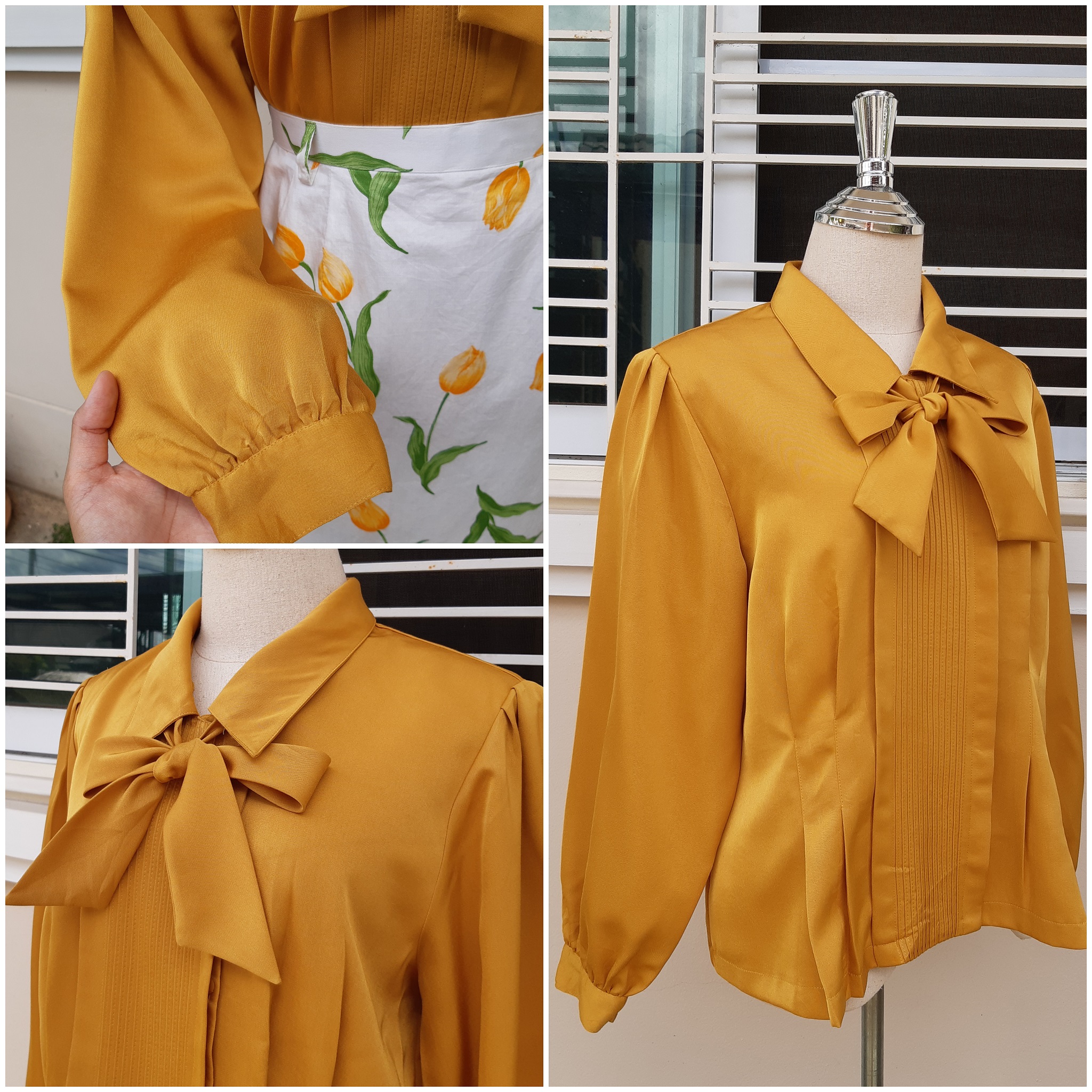 เสื้อวินเทจแขนยาวสีเหลือง