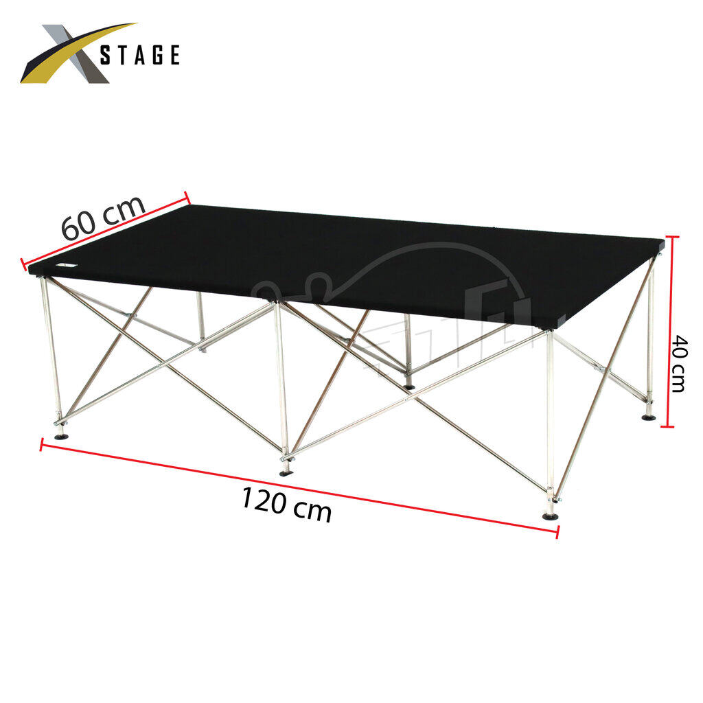 โต๊ะวางเครื่องขนาด 60X120X40 สีดำ มีขอบ/ตีนดำ ขาสแตนเลส กลม (HP001-01)