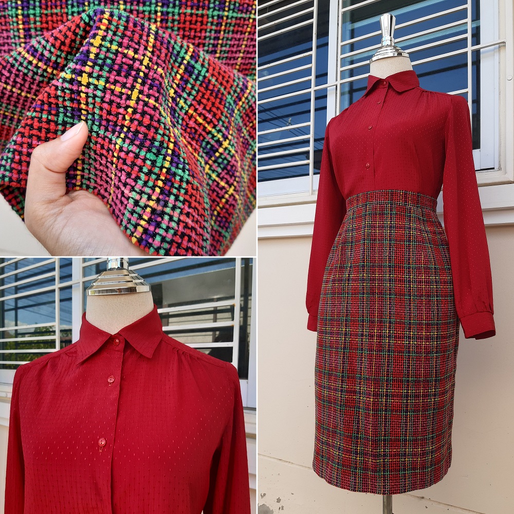 กระโปรงวินเทจทรงเอผ้าวูลทวีต จากอิตาลี