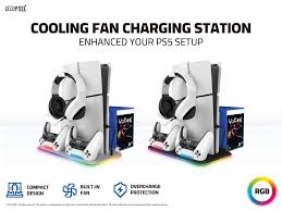 PXEL PS5 Cooling Fan Charging Station - Black / White