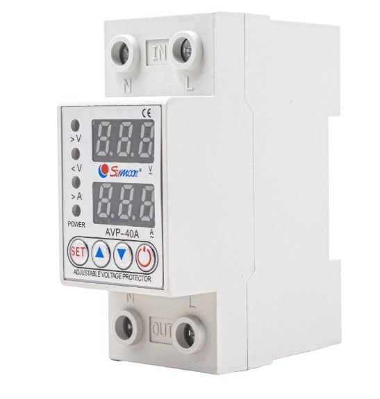 Sunmoon อุปกรณ์ป้องกันไฟตก AVP-63 ไฟเกิน 220V 63A อุปกรณ์ป้องกันแรงดันไฟฟ้า ตัดไฟสูง ตัดไฟต่ำ ตัดกระแสเกิน โอเวอร์โหลด หน้าจอดิจิตอล