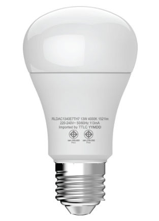 TOSHIBA หลอดไฟ LED A60 13 วัตต์ ขั้ว E27 มี 3 แสง Warm White, Cool White อายุการใช้งาน 15,000 ชม.