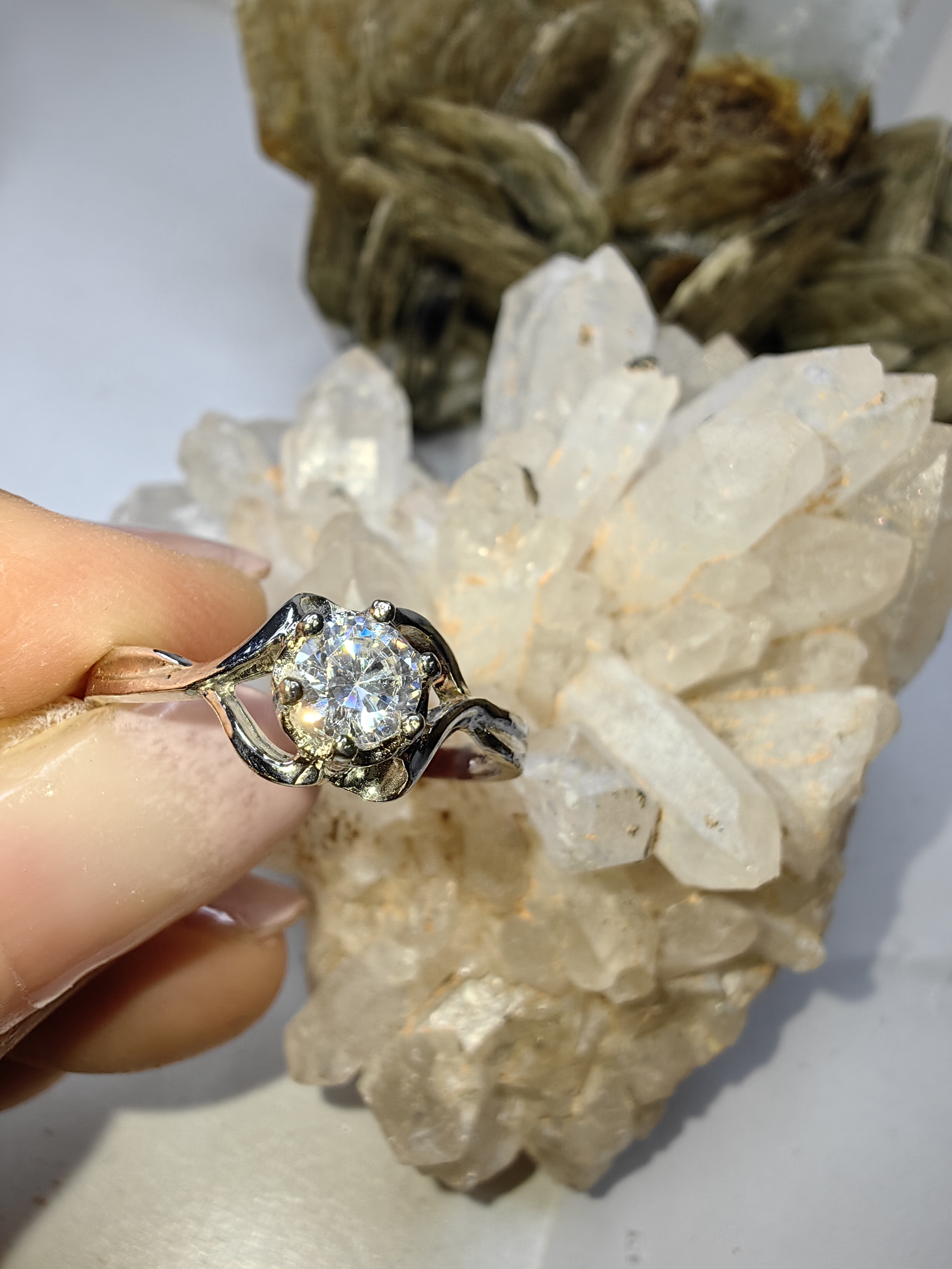 แหวนเพชร CZ เงินแท้ 92.5% Cubic Zirconia 925 Sterling Silver Ring Size 53