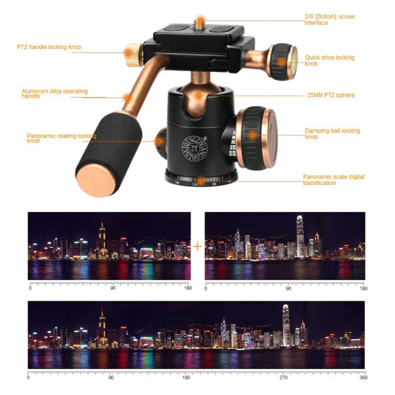 QZSD Q-30L หัวขาตั้งกล้อง Multi Function Ball and Pan Head