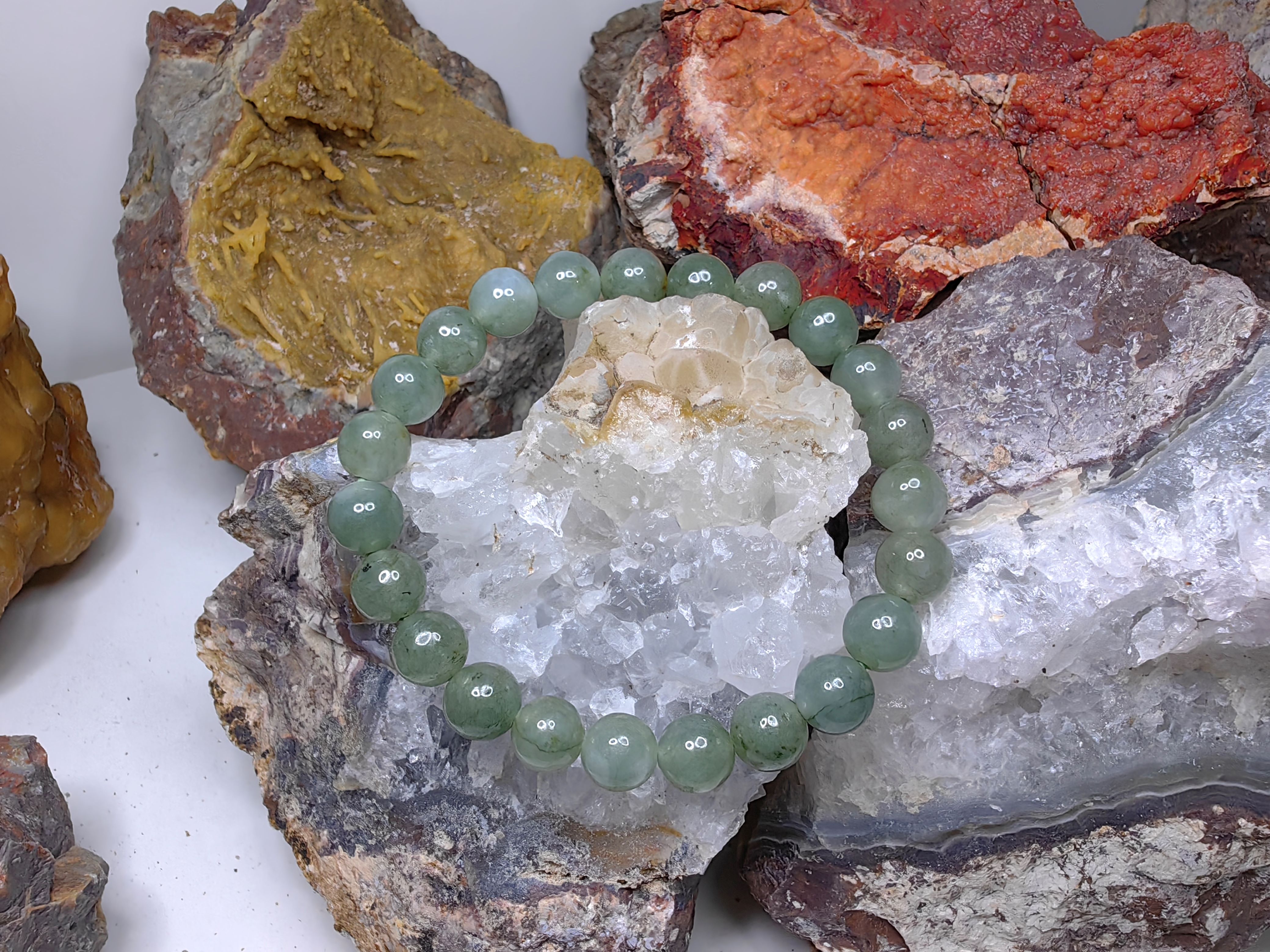 Burmese Jadeite Bracelets Round 8 mm. กำไลข้อมือหยกพม่า กลม 8 mm. Free Size