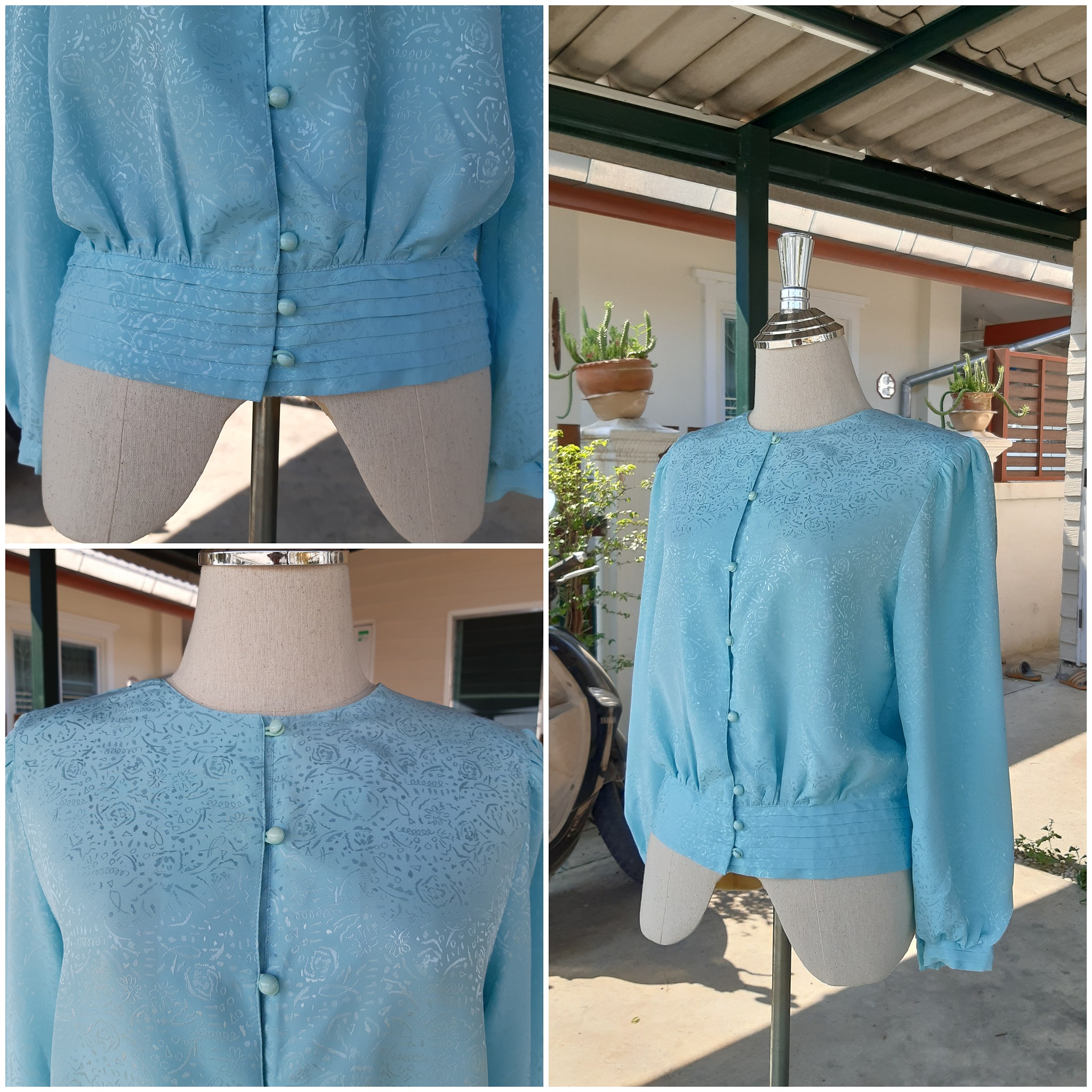 เสื้อวินเทจสีฟ้าสวยๆ