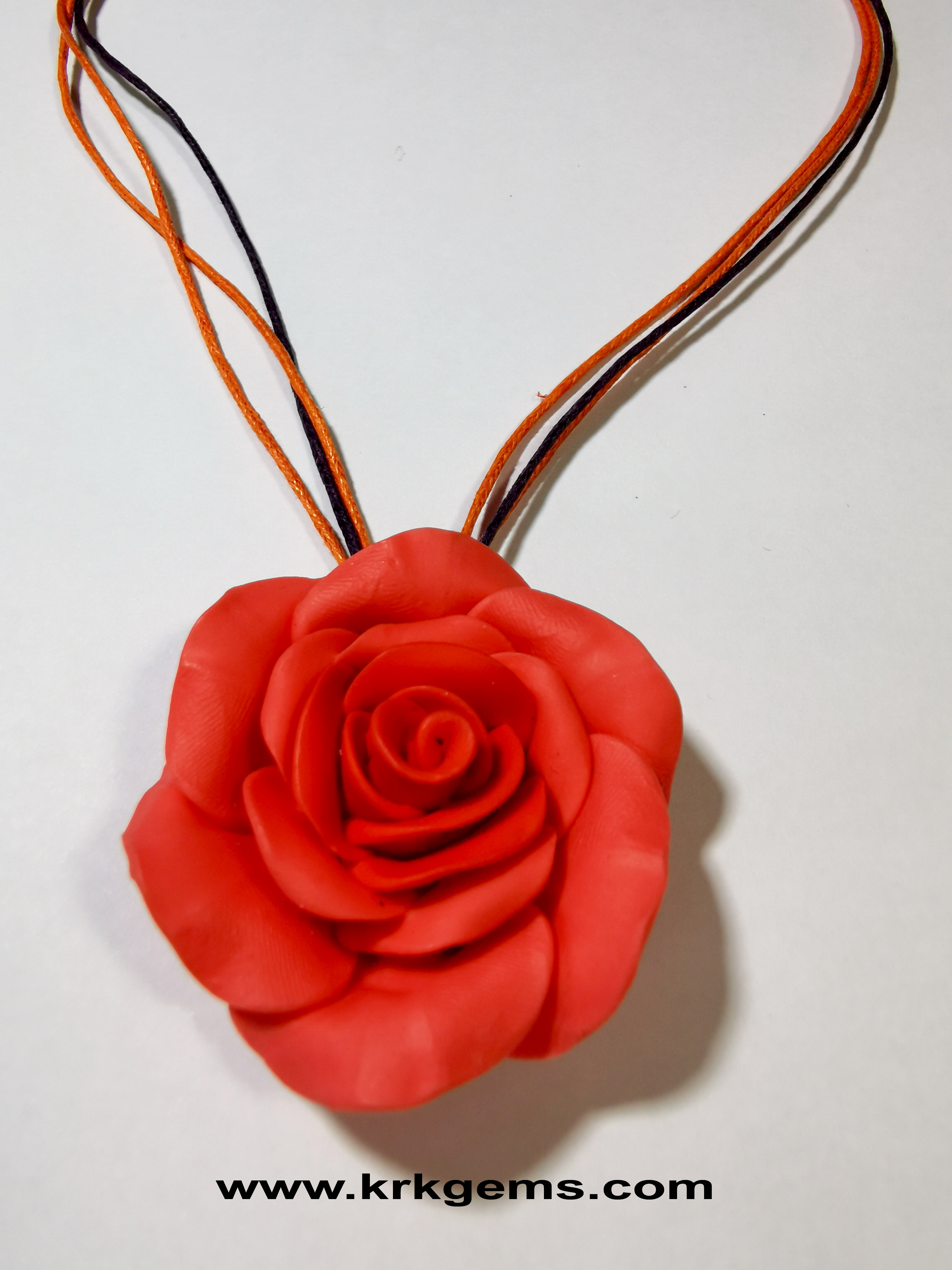 ORANGE ROSE HANDMADE CLAY NECKLACE