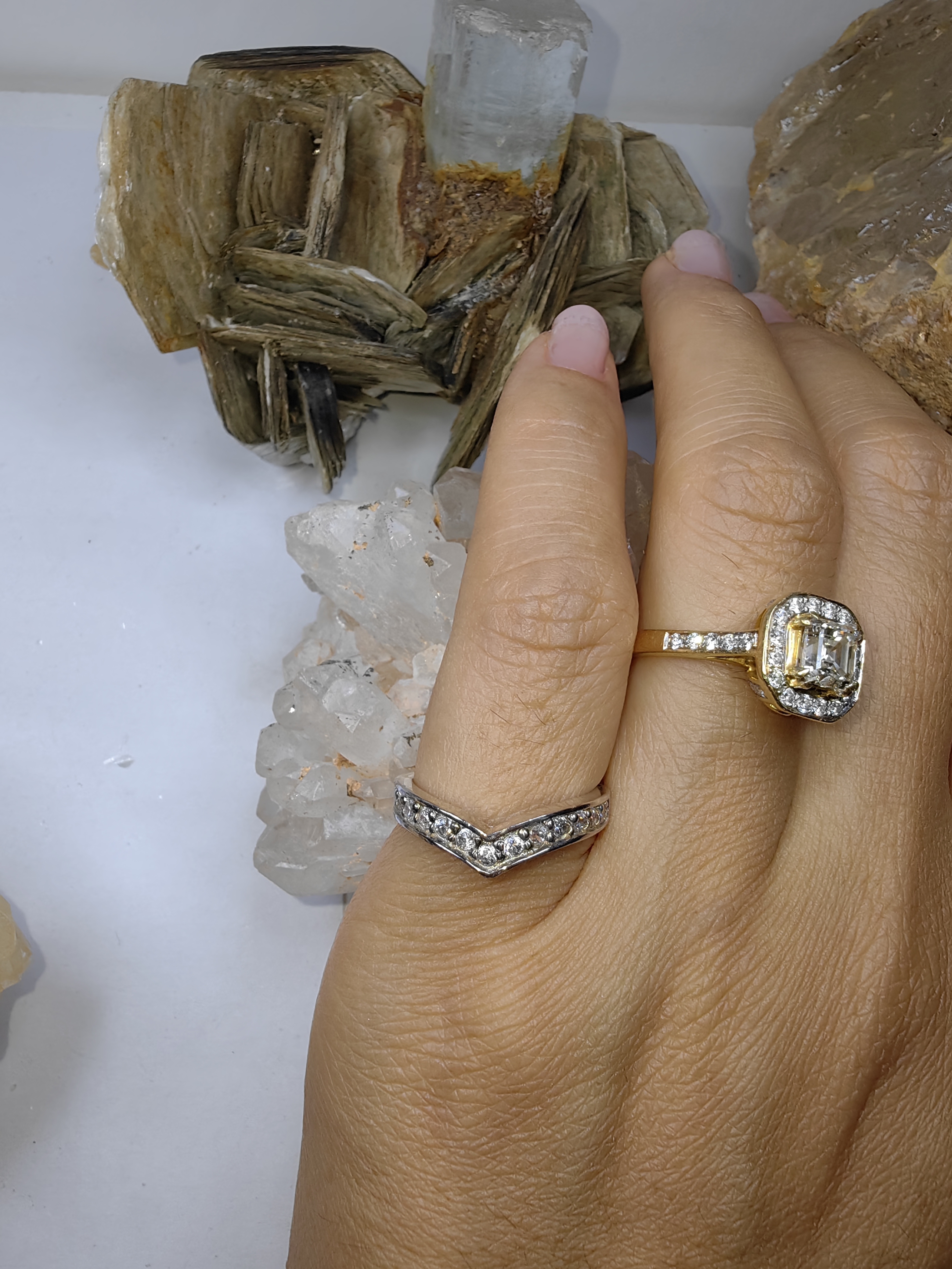 แหวนเพชร CZ เงินแท้ 92.5% Cubic Zirconia 925 Sterling Silver Ring Size 49