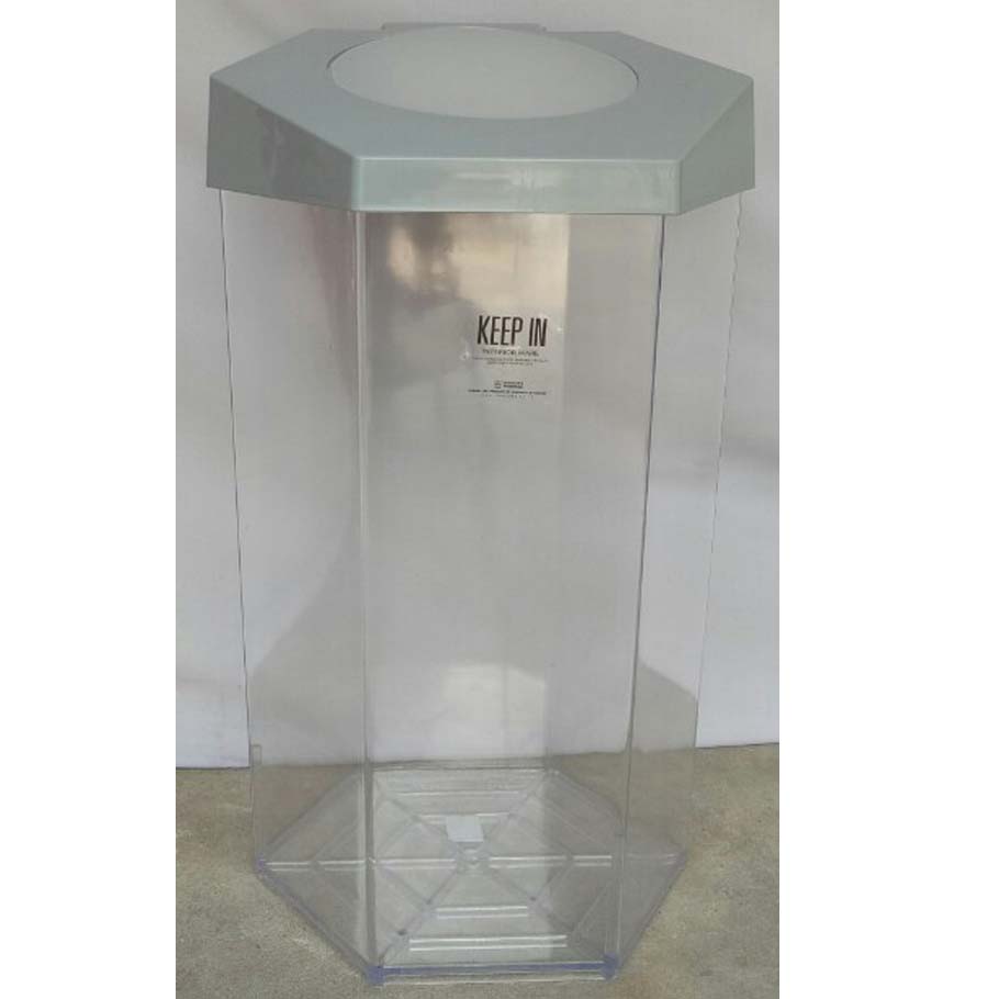 ถังขยะทรงเหลี่ยม ถังใส หกเหลี่ยม 56 ลิตร ฝา 1 ช่องทิ้ง