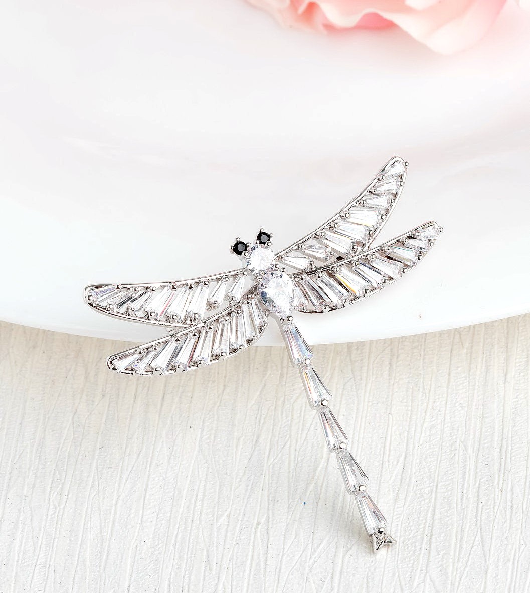 WHITE - BLACK DIAMOND BROOCH 18K WHITE GOLD เข็มกลัดเพชร ทอง 18K Pre-order