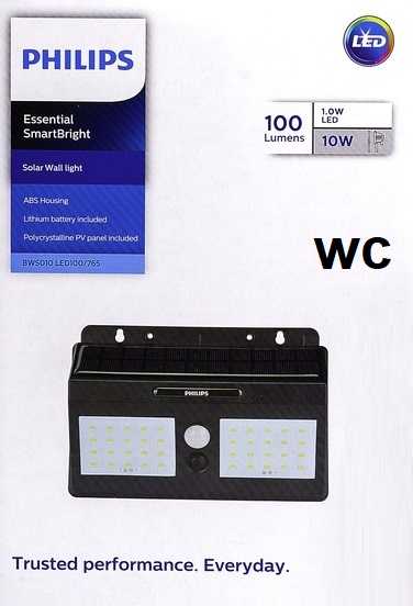 Philips ไฟติดผนังโซล่าเซลล 10W รุ่น BWS010 ฟิลลิป Essential SmartBright SolarWall Light ไฟติดผนังเอนกประสงค์พร้อมแผงโซลาร์