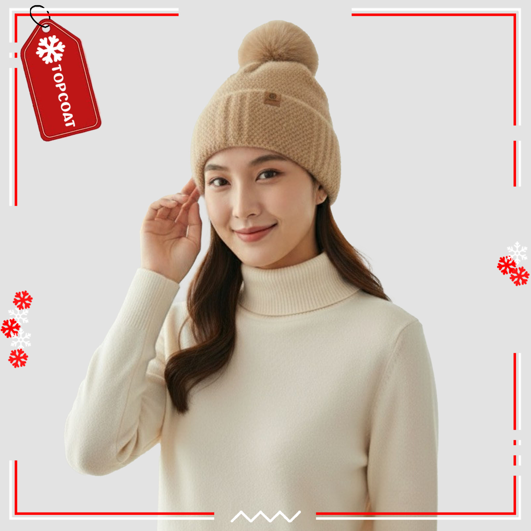 หมวกกันหนาว (Pom Pineapple Knit) บุขนหนานุ่มพิเศษ มีจุก