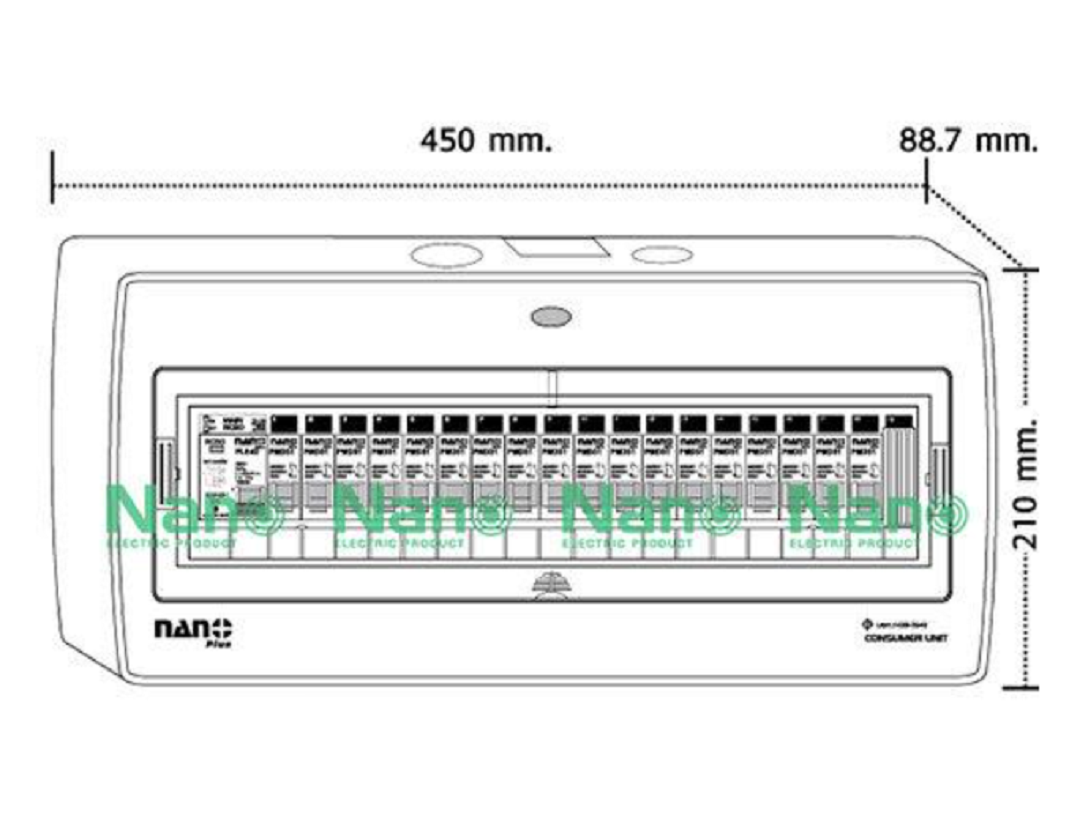 ตู้คอนซูมเมอร์ยูนิต NANO PLUS เมน+19ช่อง รุ่น NNP-CR63B-19 (พร้อมRCBO 63A+ลูกย่อย18ลูก