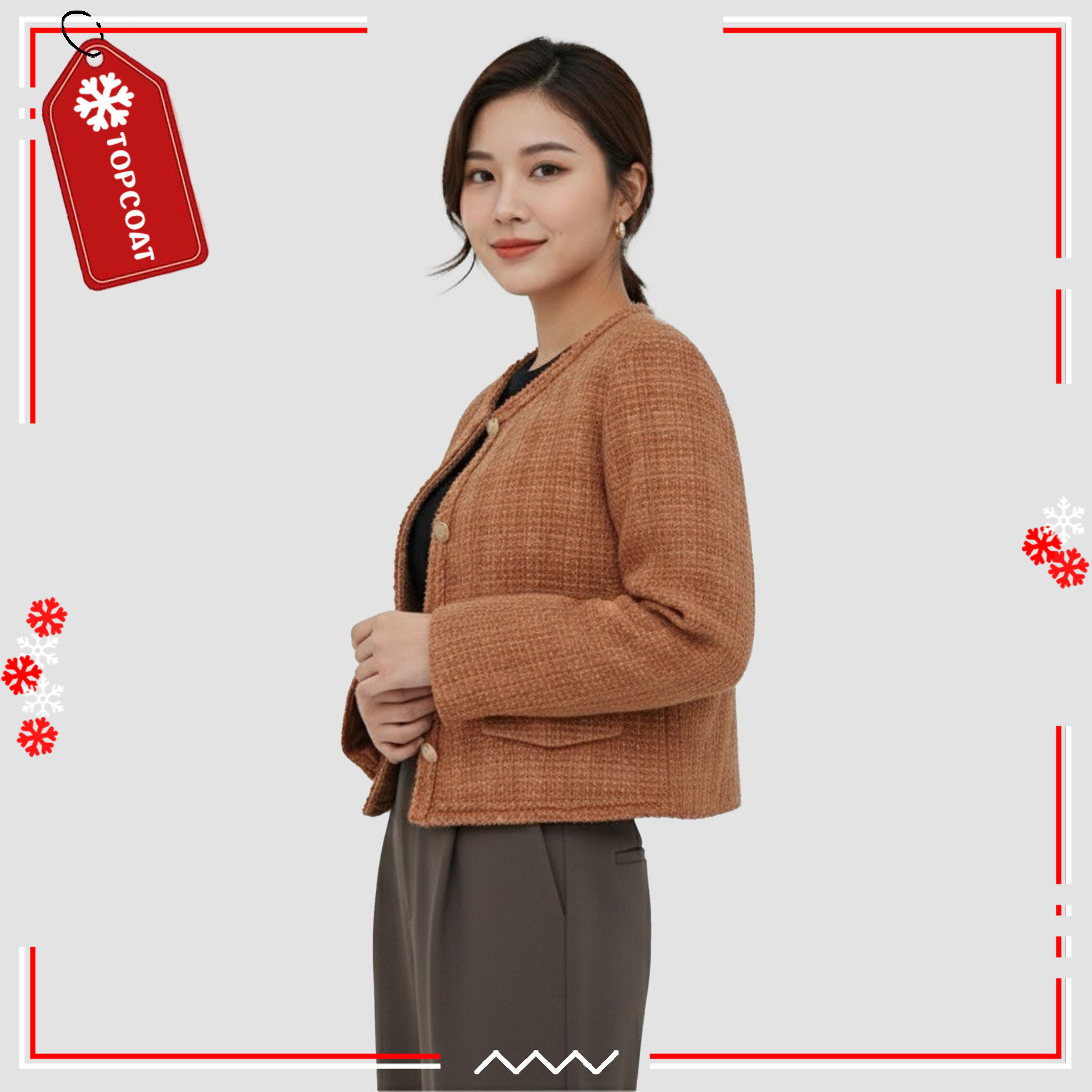 สูทคลุมผ้าทวิตสำหรับผู้หญิงซับในทั้งตัว ผ้ามีน้ำหนัก อยู่ทรง