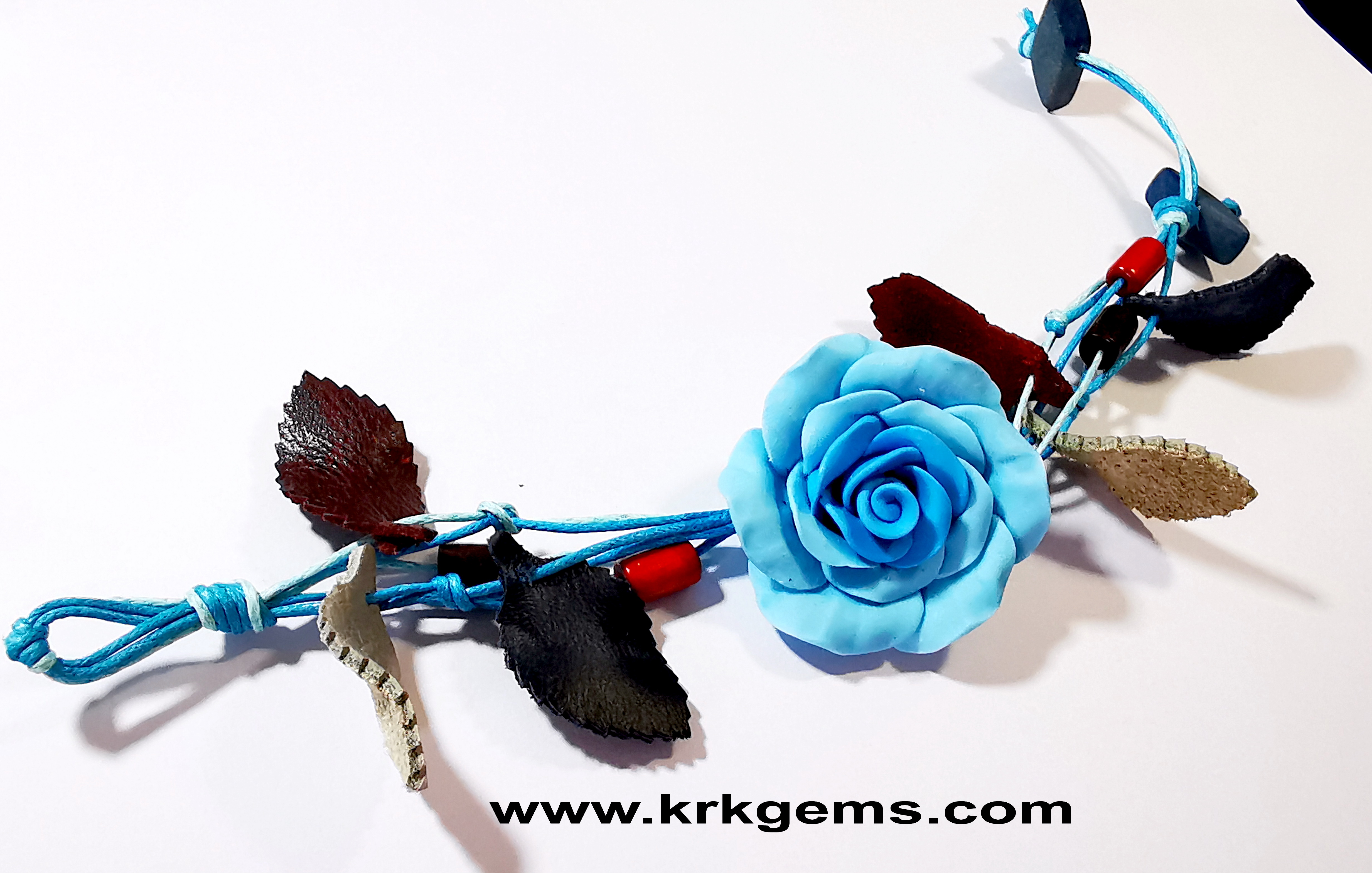 PASTEL BLUE 1ROSE HANDMADE CLAY BRACELET