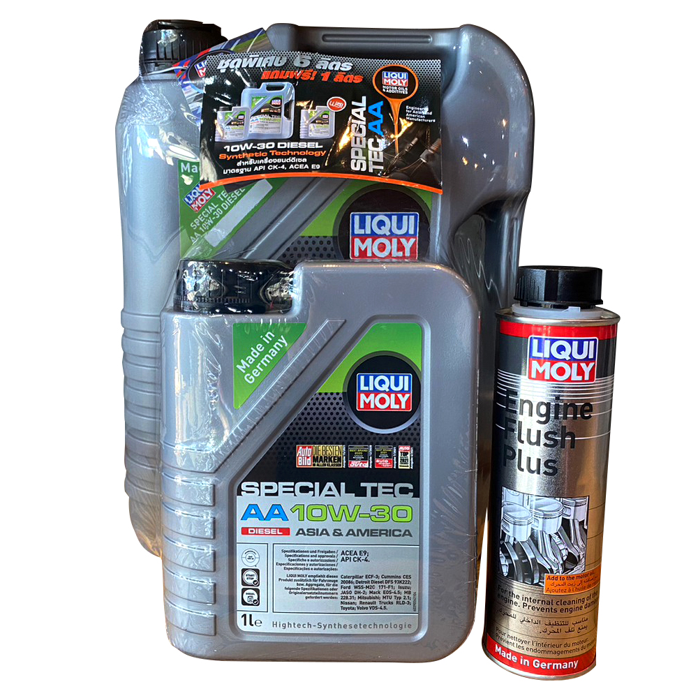 น้ำมันเครื่องรถยนต์ดีเซล LIQUI MOLY Special Tec AA10W-30 DIESEL เซ็ท6L.แถม1L. (ฟรี! Engine Flush Plus 1ขวด ต่อ 1 คำสั่งซื้อ)