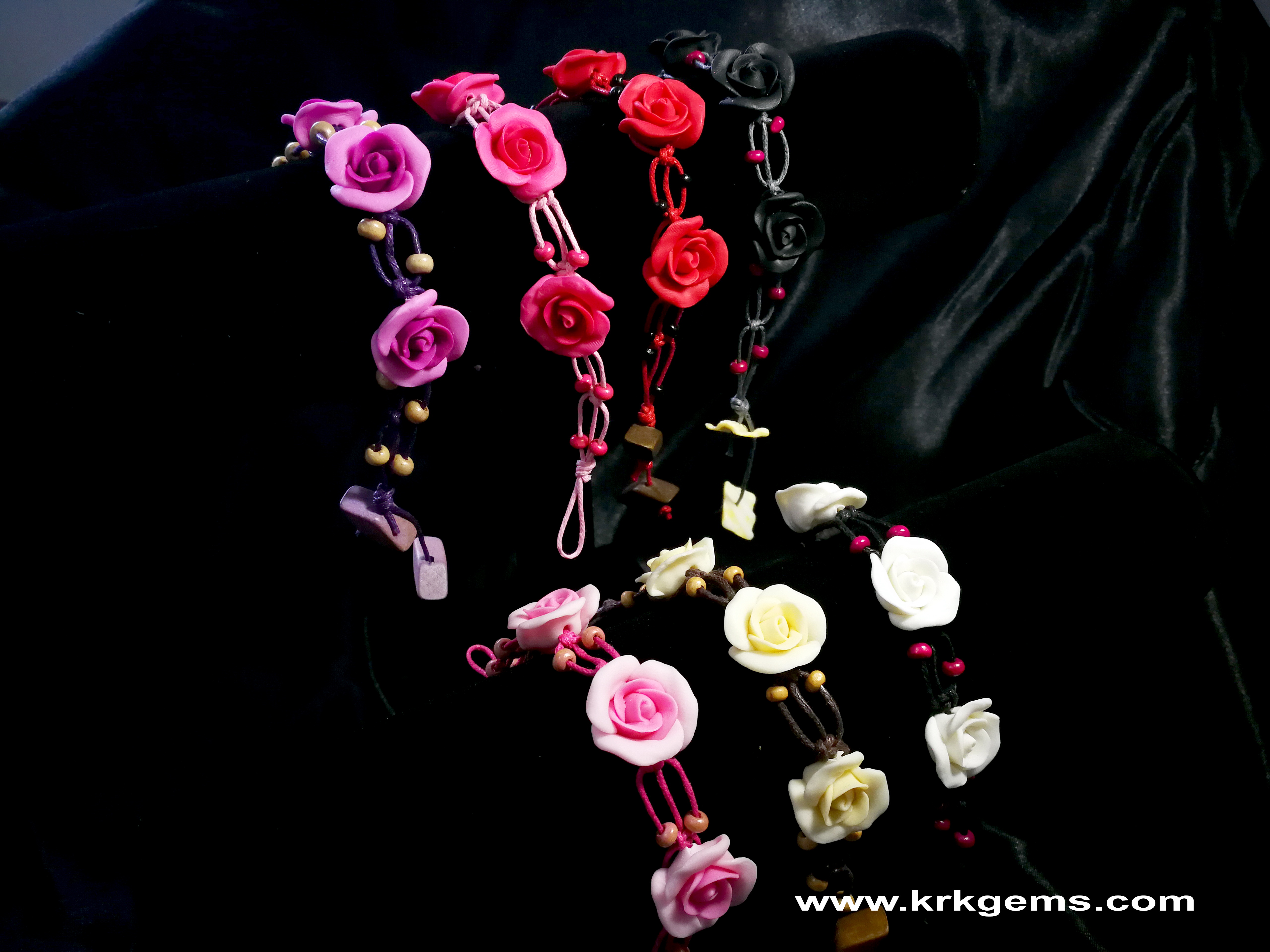 PINK 3 ROSE HANDMADE CLAY BRACELET