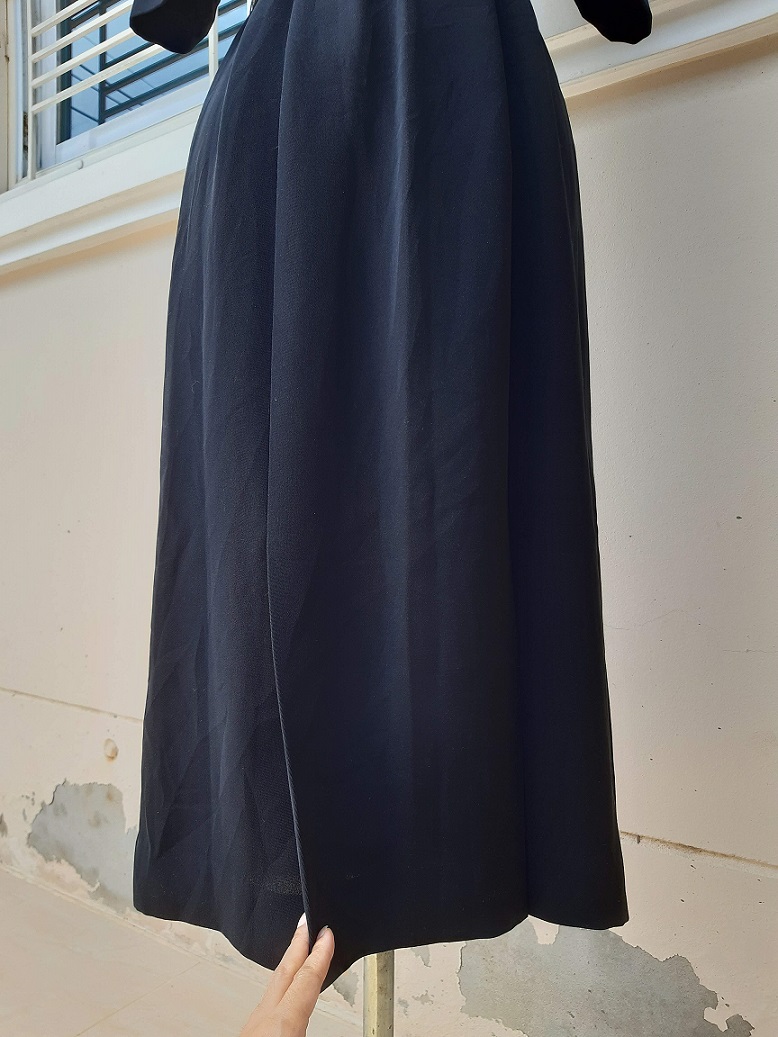 เดรสวินเทจสีดำแขนสั้น ใส่ทำงาน ใส่งานขาวดำ