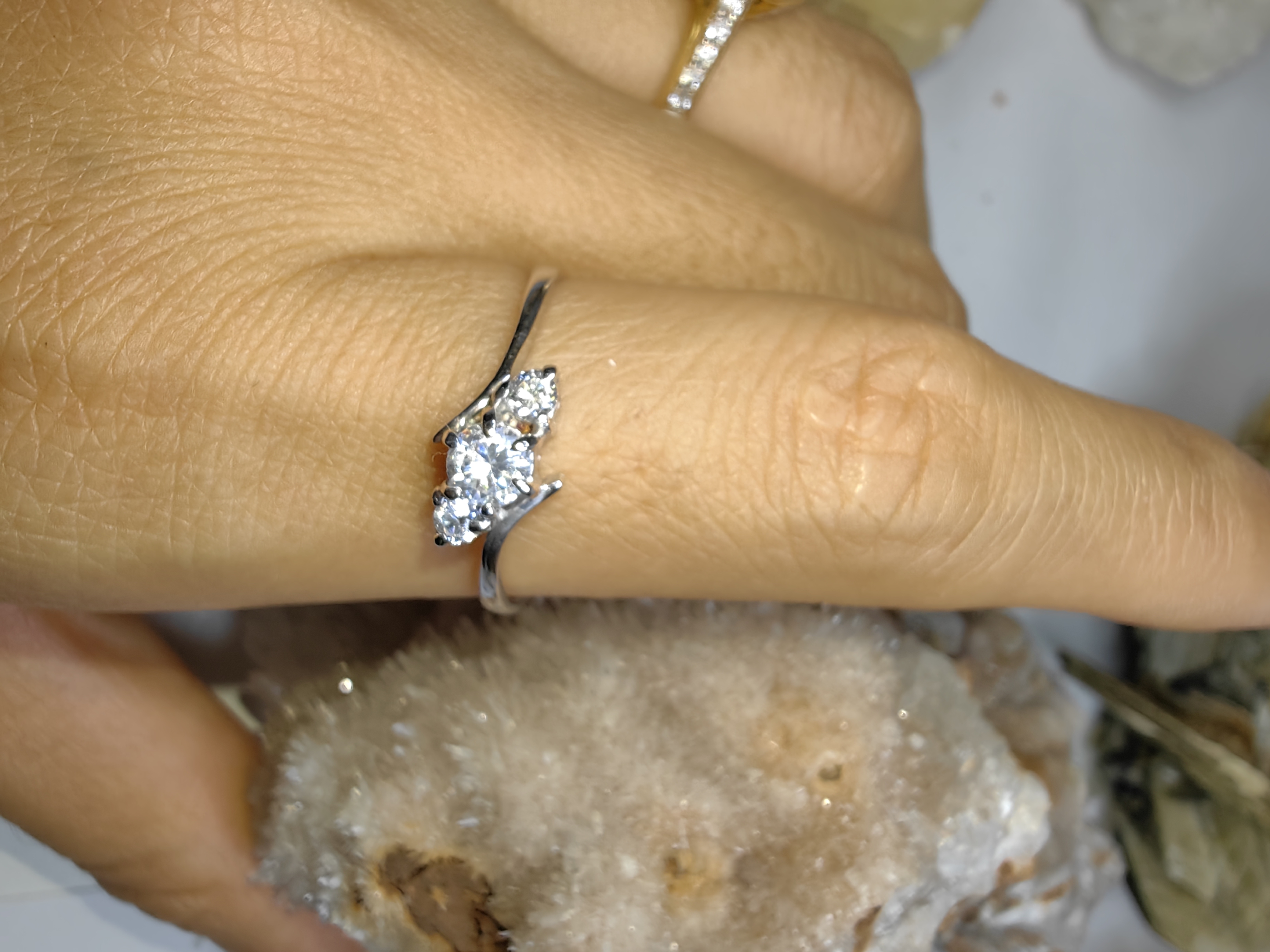 แหวนเพชร CZ เงินแท้ 92.5% Cubic Zirconia 925 Sterling Silver Ring Size 57