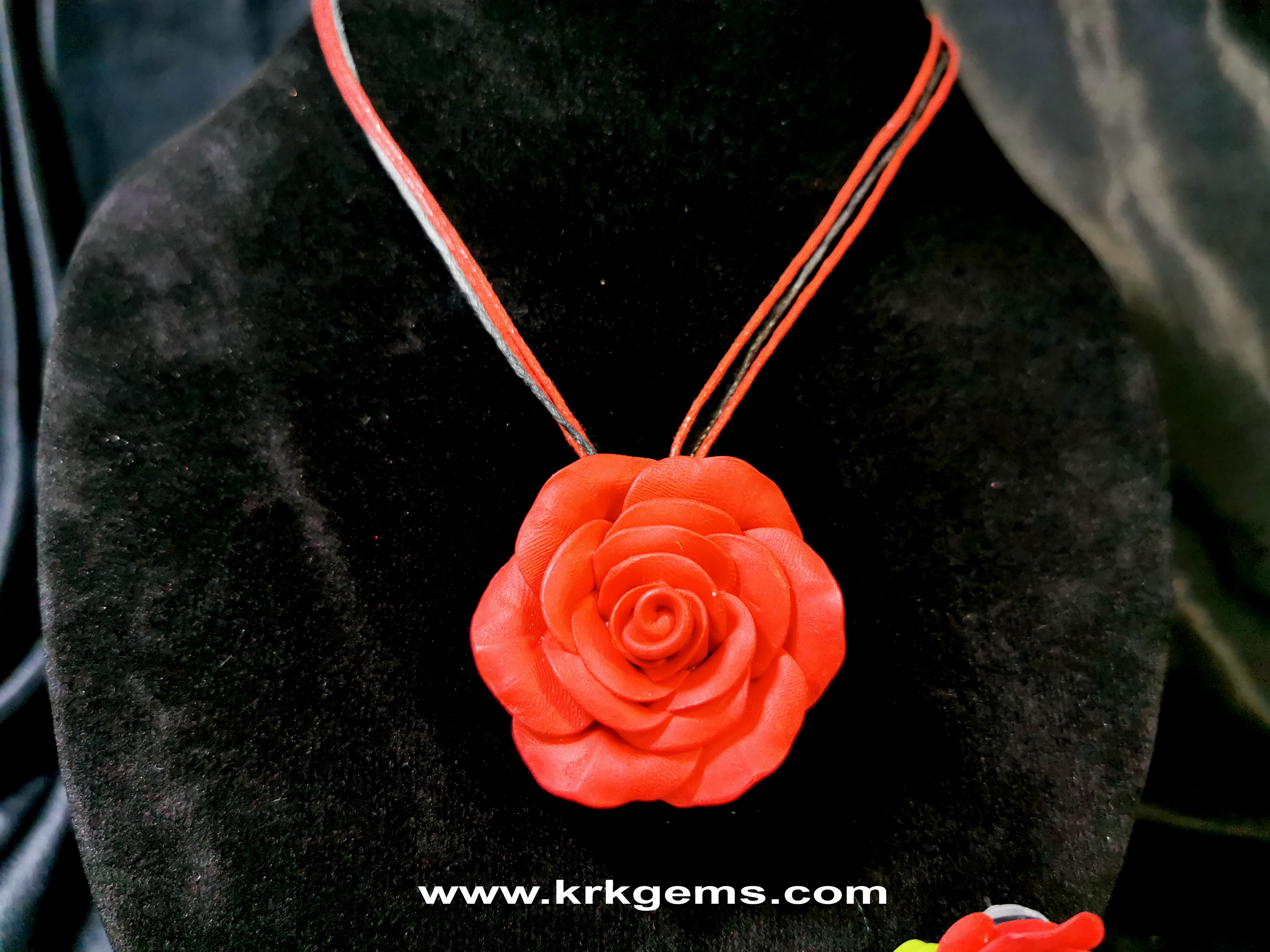 RED ROSE HANDMADE CLAY NECKLACE