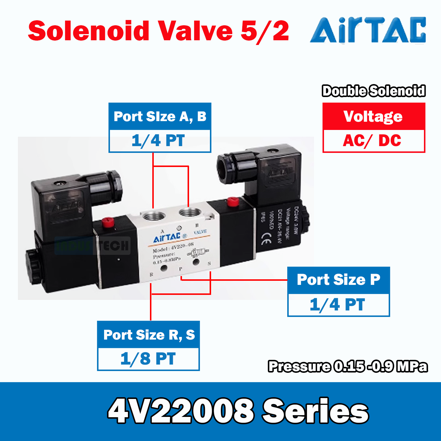Airtac Solenoid Valve 5/2 Double Coil Airtac 4V220