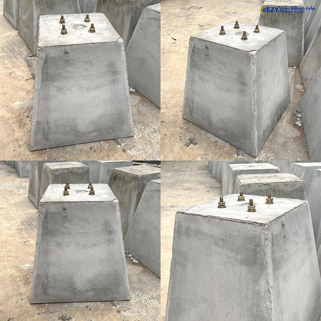 ฐานปูน 2" ระยะห่างรู 7.2 ซม. พร้อมน็อตยึดอย่างดี หนัก แข็งแรง ทนทาน ใช้กับเสาสูง 1-4 เมตร