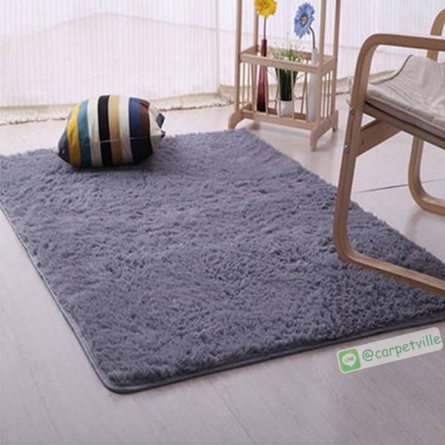 พรมขนสั้น Super Soft สีเทา