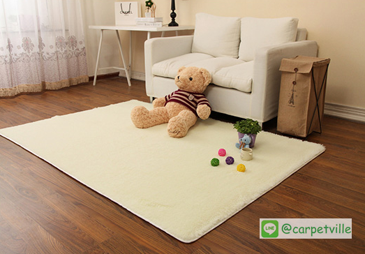 พรมขนสั้น Super Soft สีขาว