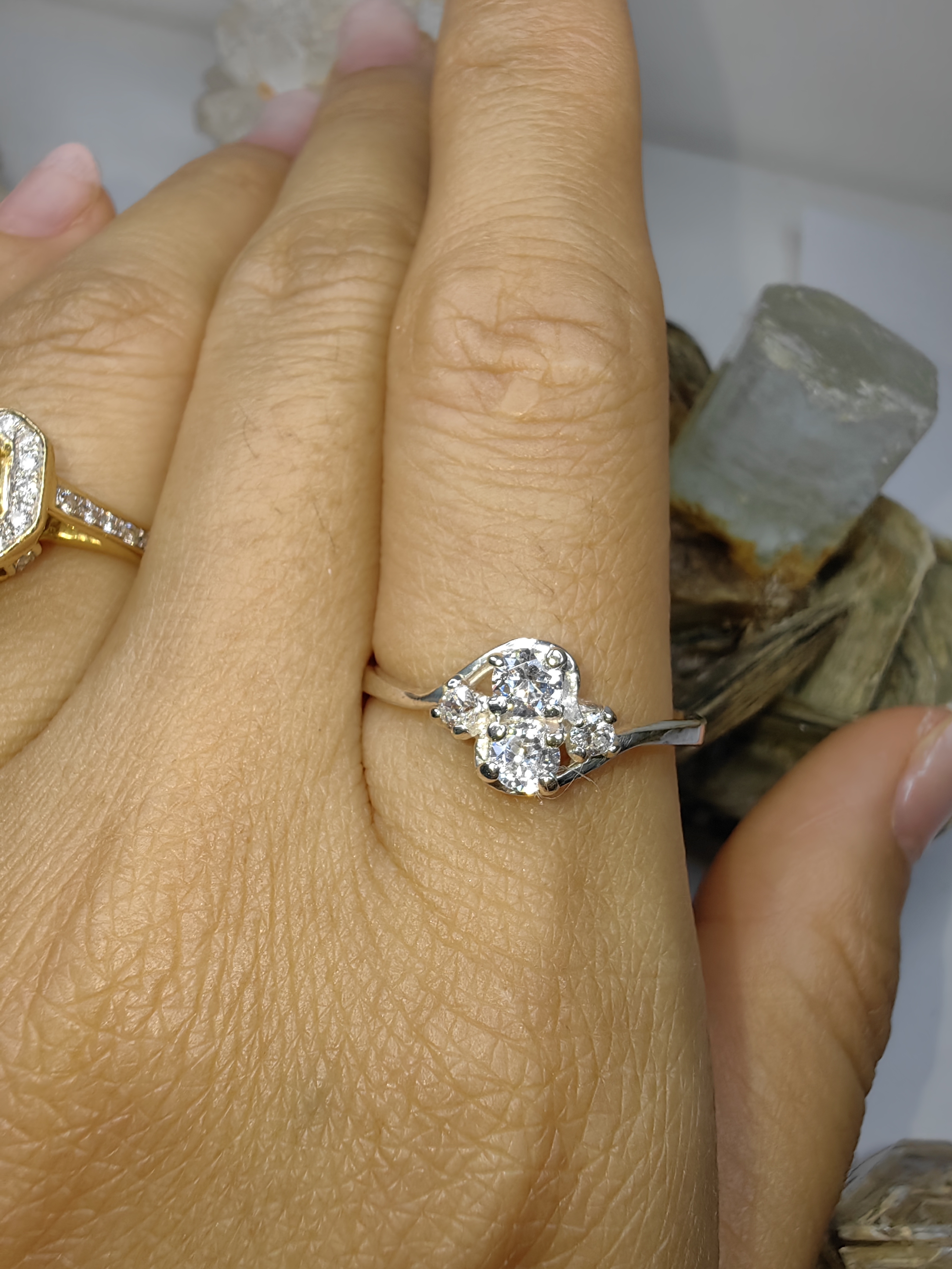 แหวนเพชร CZ เงินแท้ 92.5% Cubic Zirconia 925 Sterling Silver Ring Size 57, 60